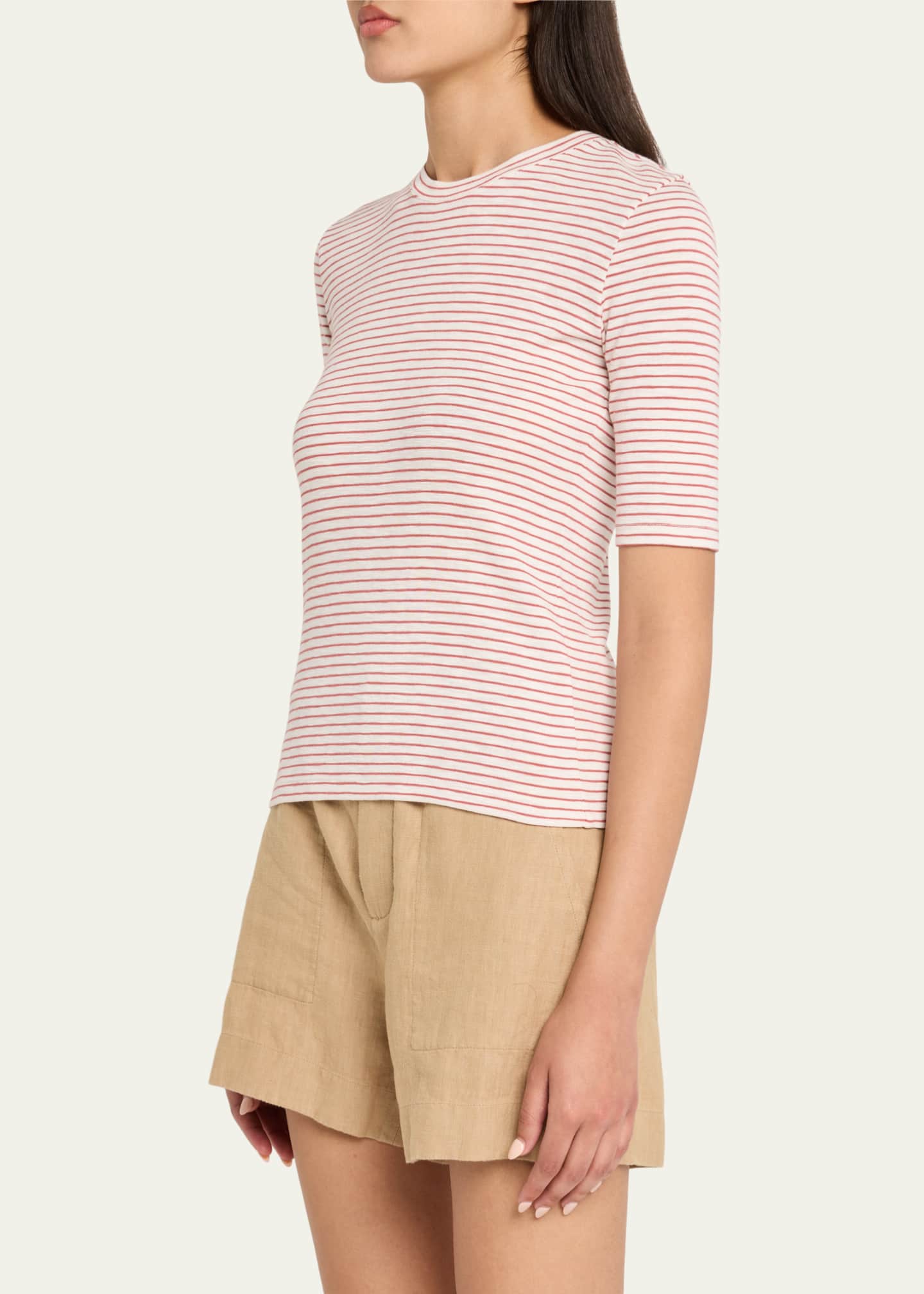 Stripe Elbow-Sleeve Top - Thumbnail 4