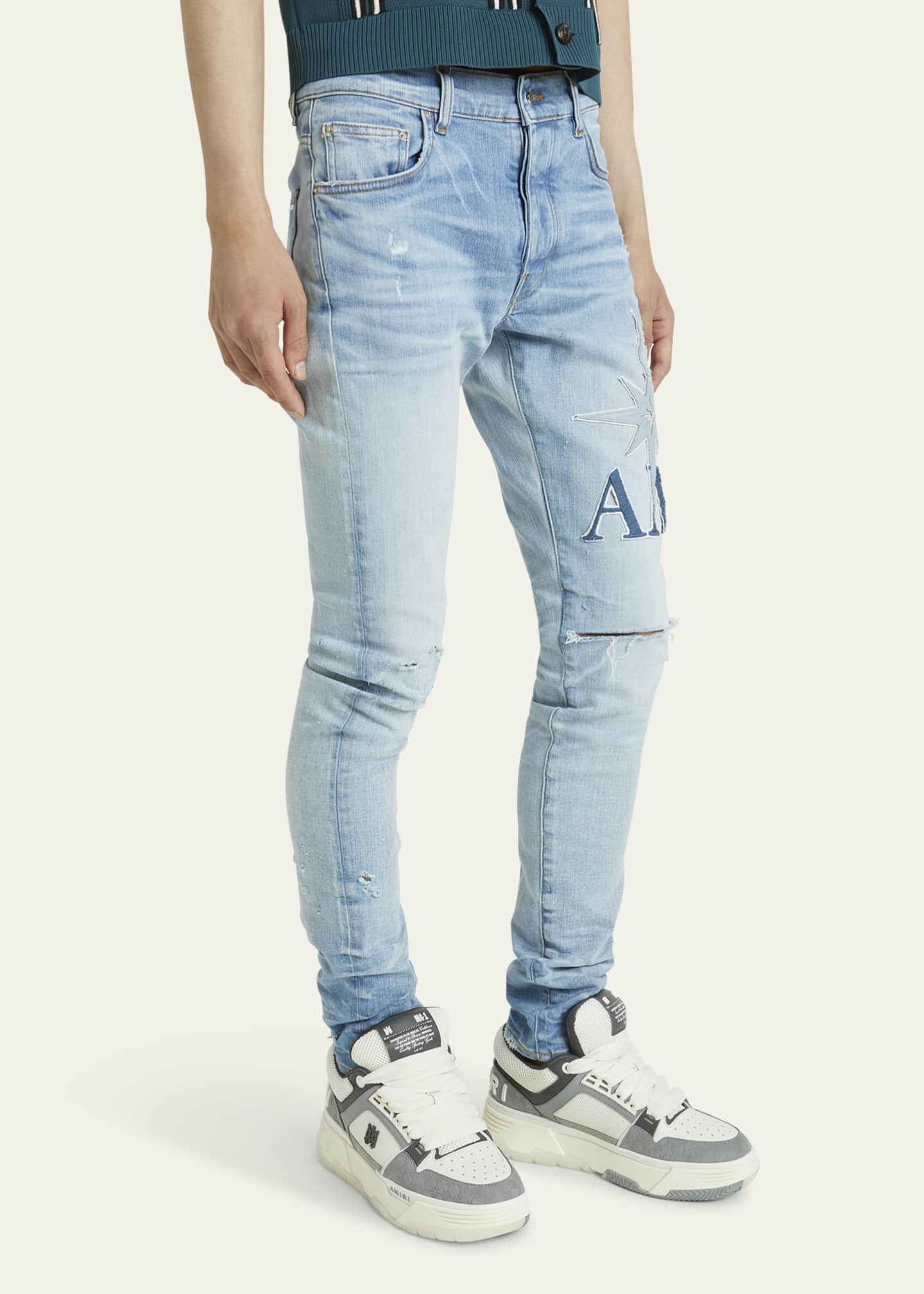 Amiri Men's MA-1 Leather & Mesh Low-Top Sneakers Image 3 of 5