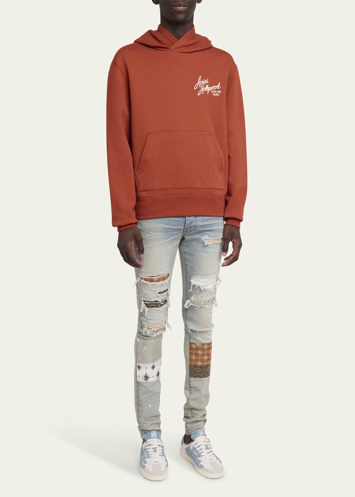 Amiri Men's Skel Collegiate-Inspired Suede Sneakers Image 2 of 6