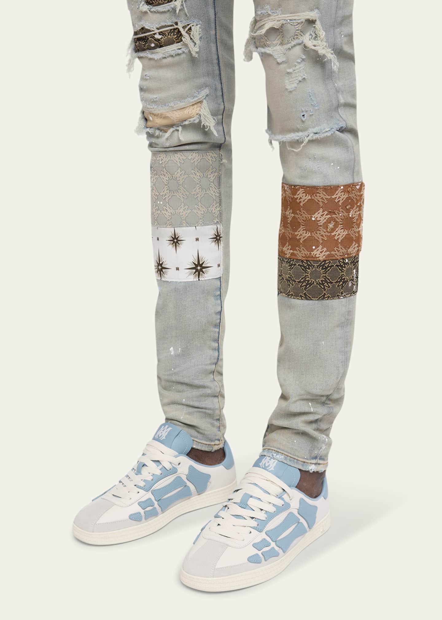 Amiri Men's Skel Collegiate-Inspired Suede Sneakers Image 3 of 6