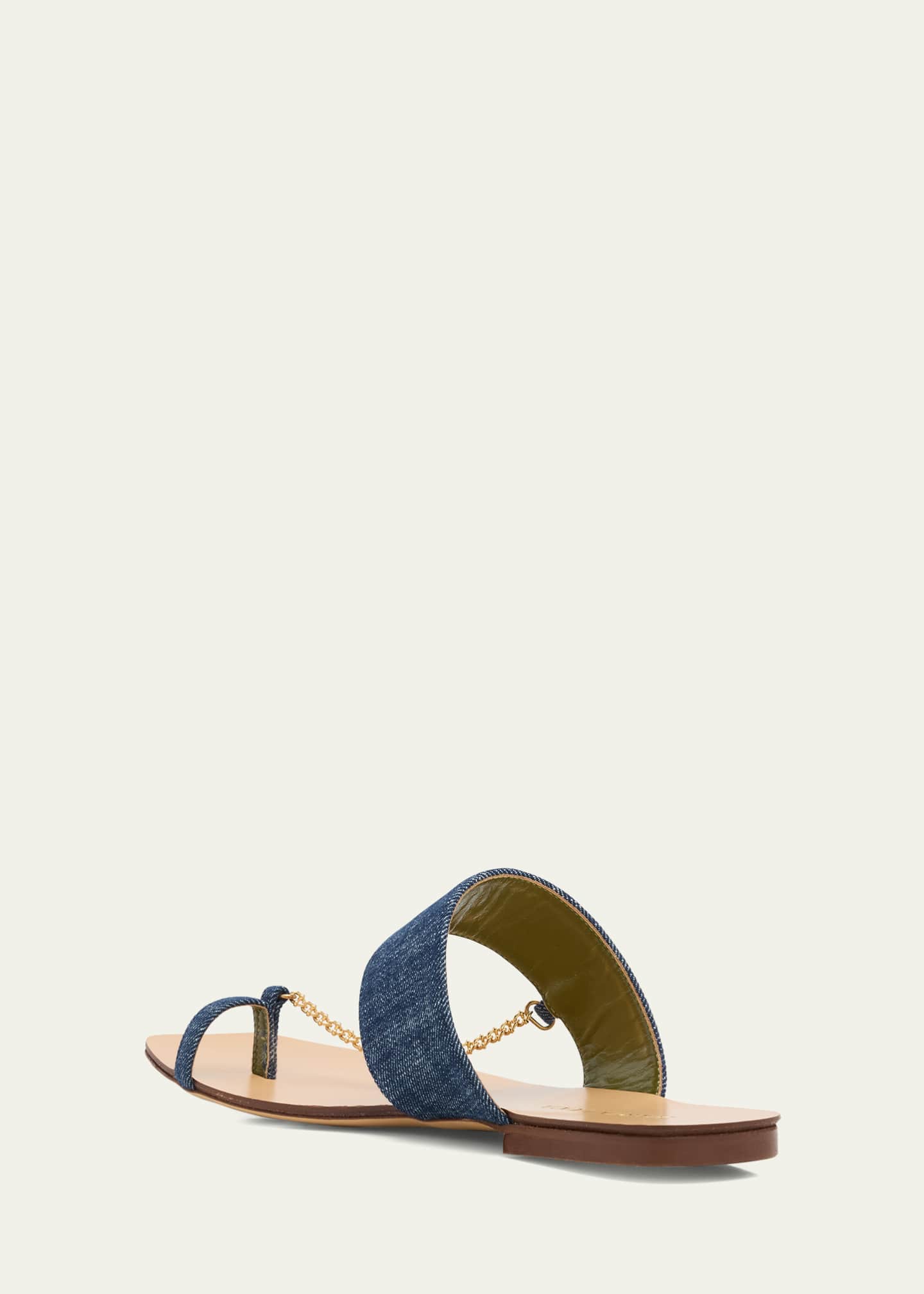 Maria Luca Melide Capri Denim Chain Slide Sandals Image 2 of 4