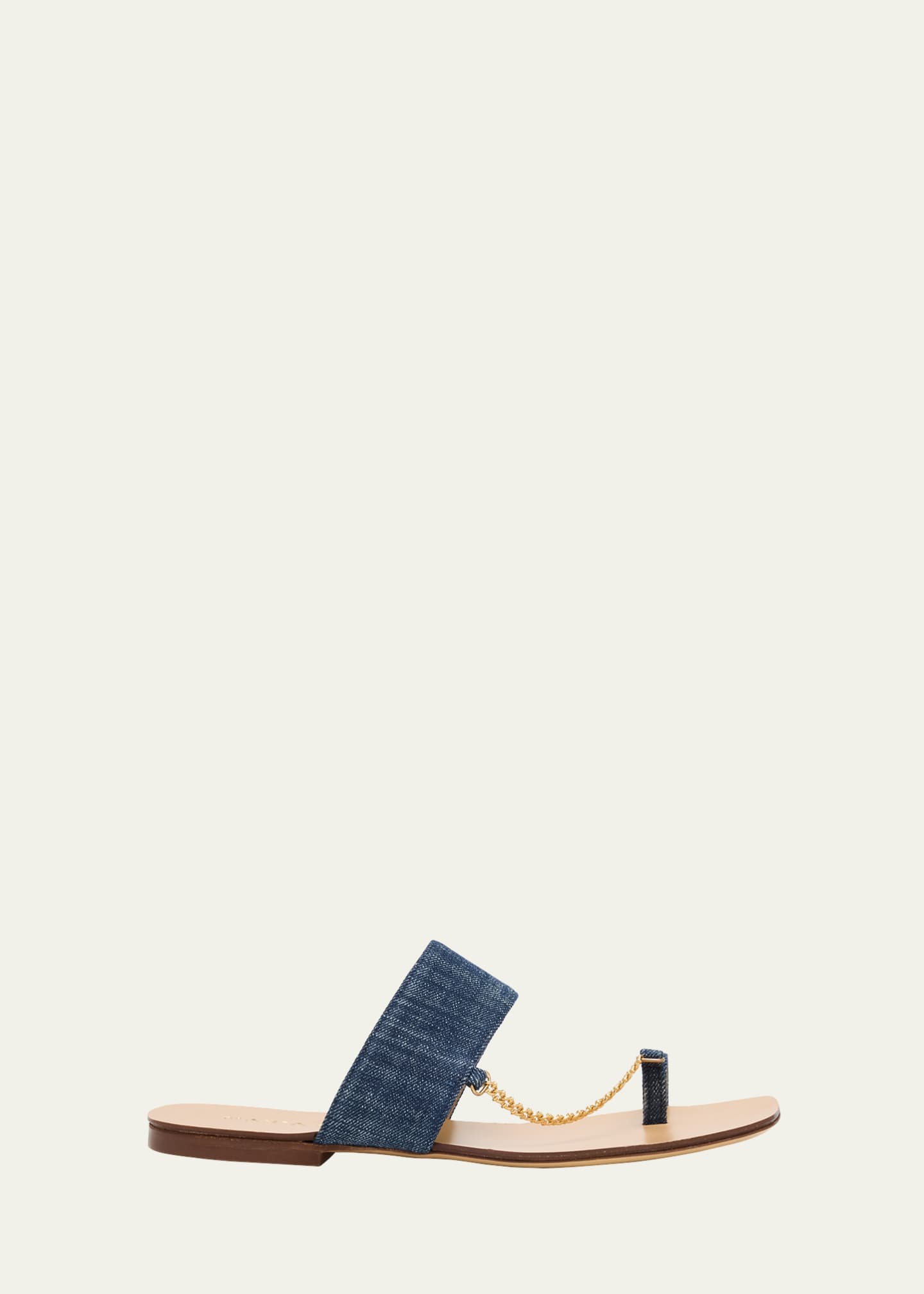 Maria Luca Melide Capri Denim Chain Slide Sandals Image 1 of 4