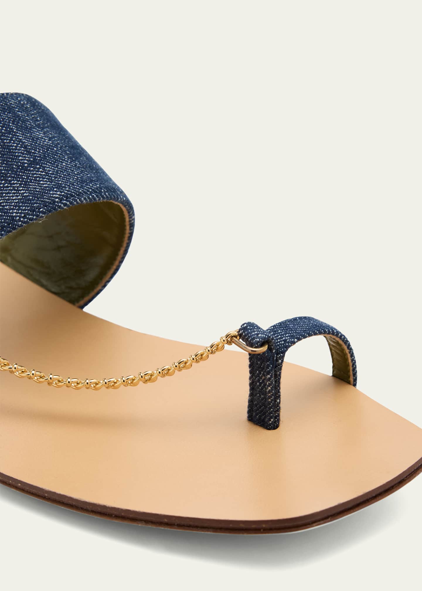 Maria Luca Melide Capri Denim Chain Slide Sandals Image 3 of 4