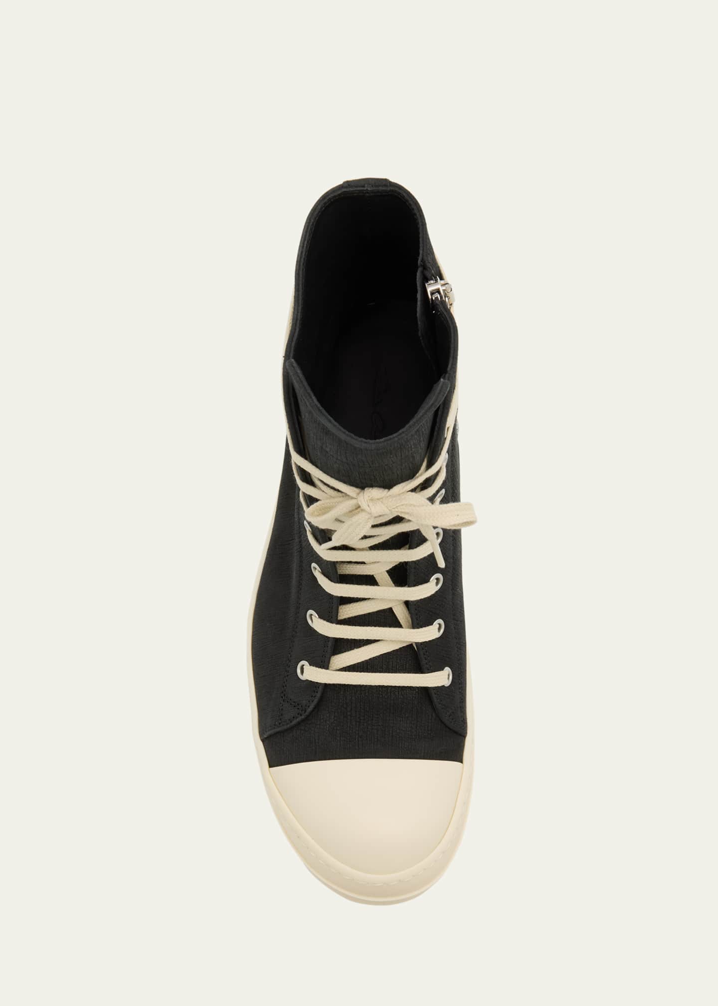 Rick Owens Men's Buffed Leather High-Top Sneakers Image 6 of 6
