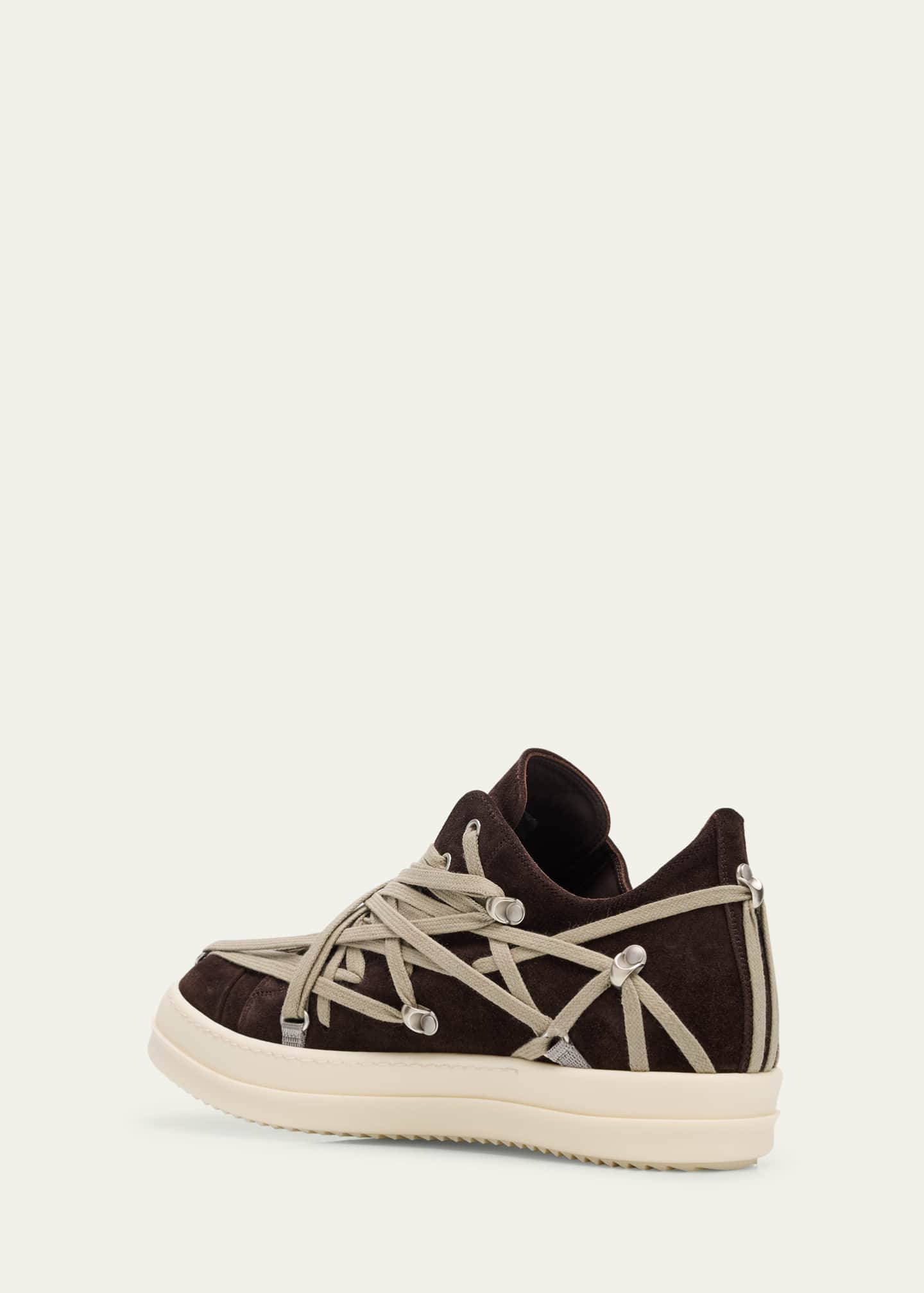 Rick Owens Men's Megalaced Suede Low-Top Sneakers Image 4 of 6