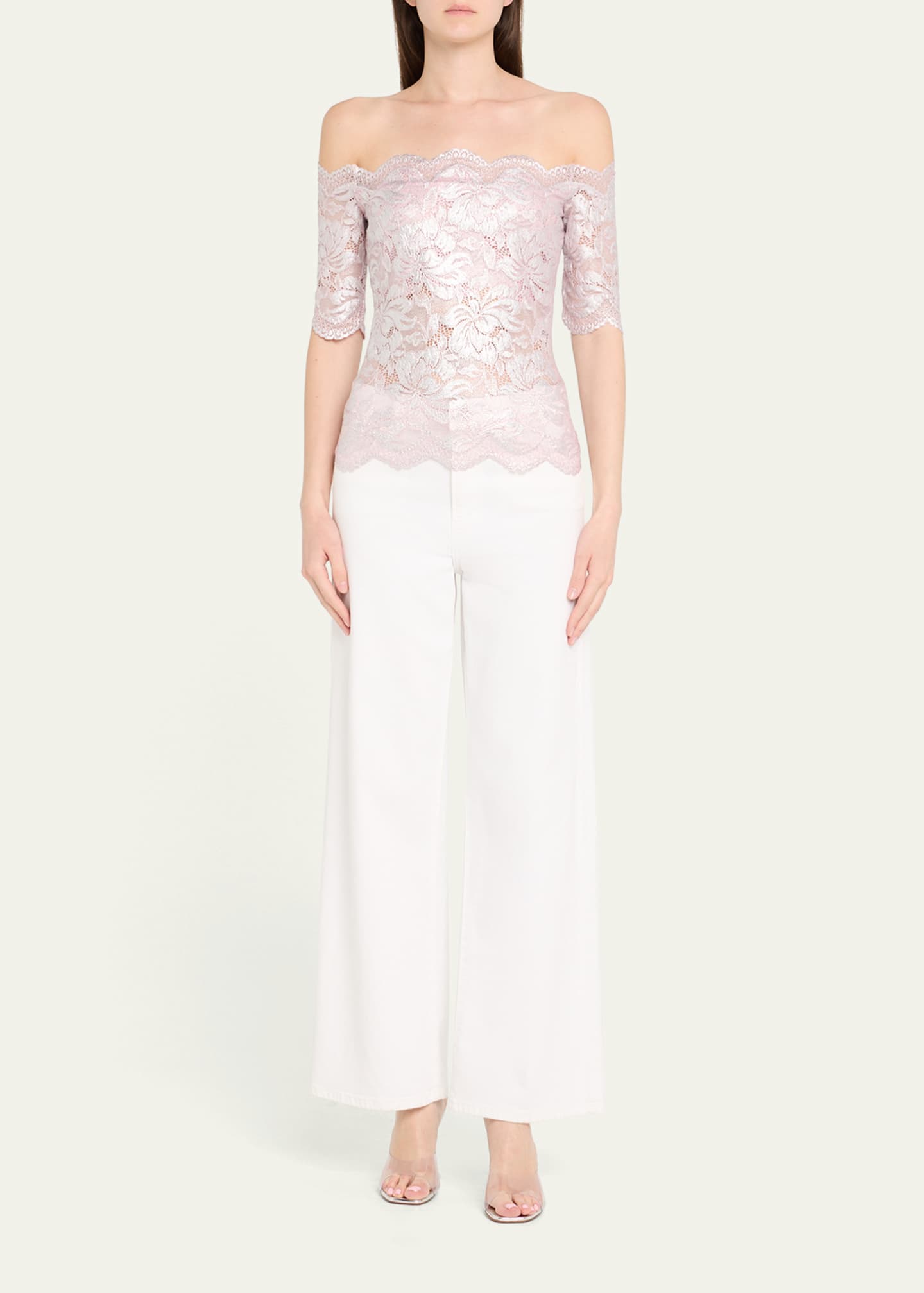 Rabanne Off-The-Shoulder Metallic Lace Top Image 2 of 5