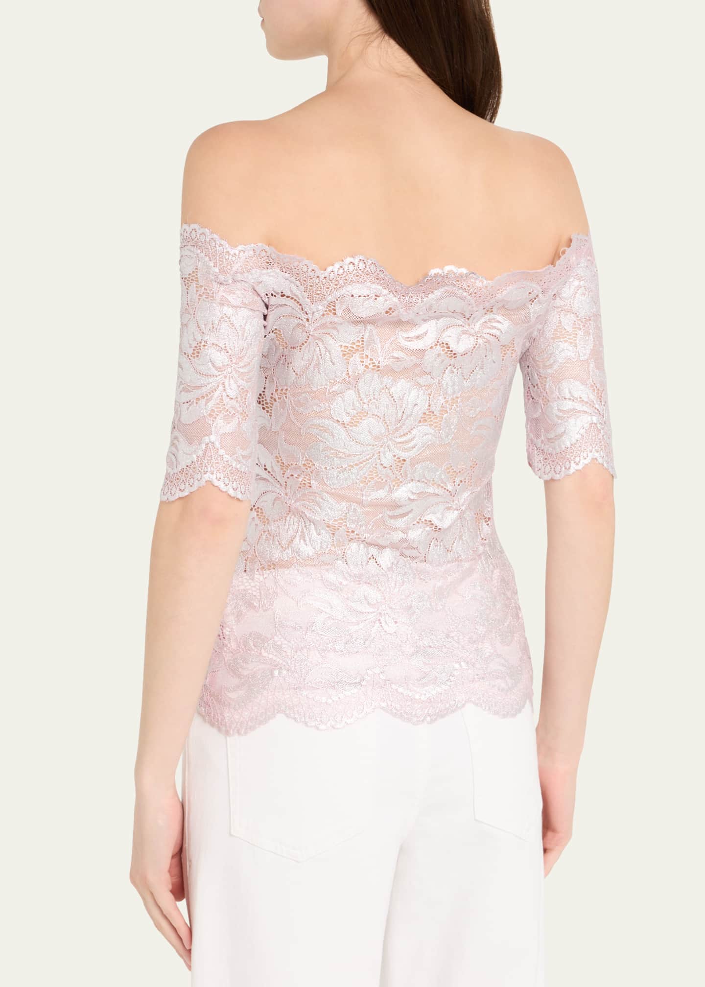 Rabanne Off-The-Shoulder Metallic Lace Top Image 3 of 5