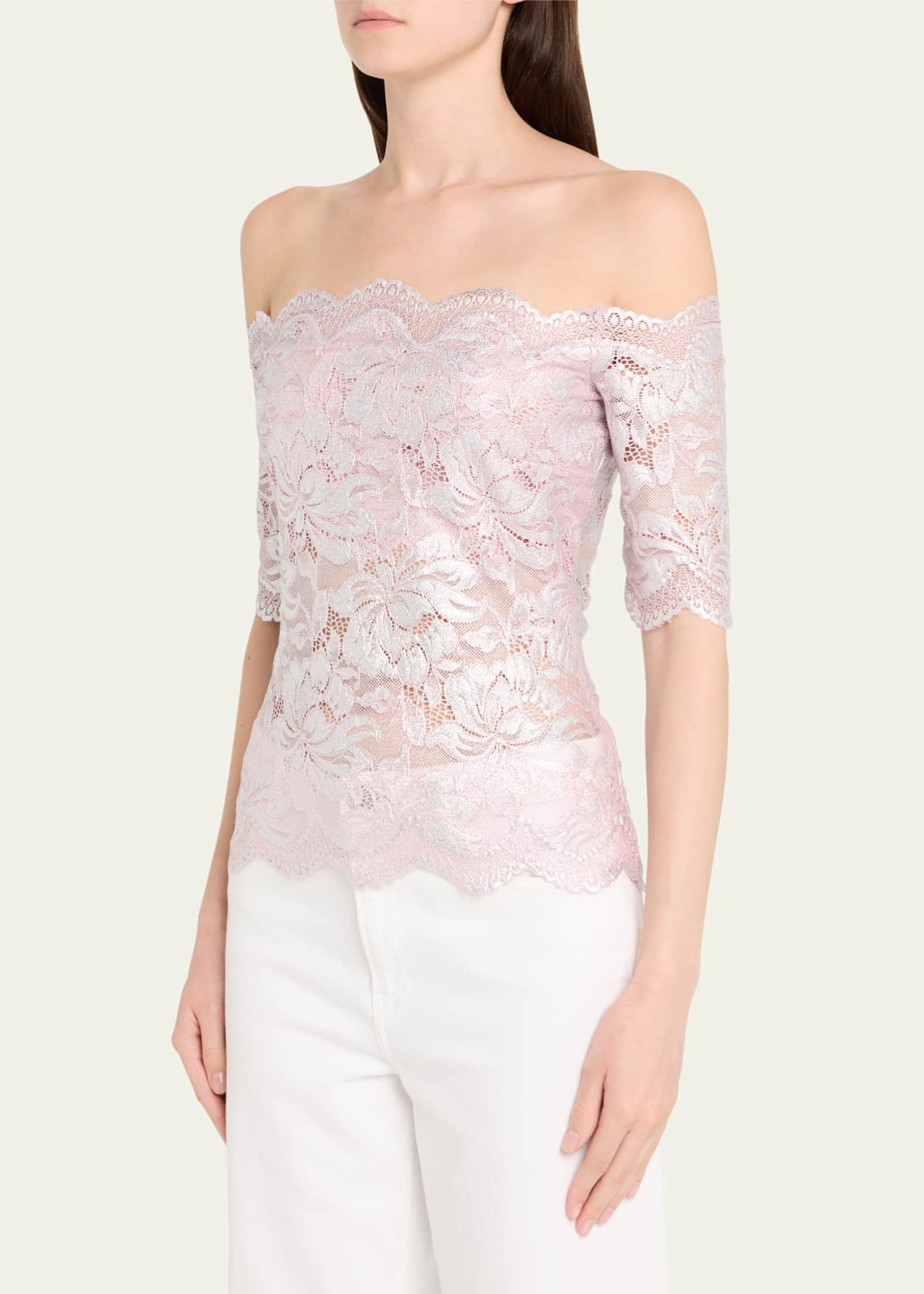 Rabanne Off-The-Shoulder Metallic Lace Top Image 4 of 5