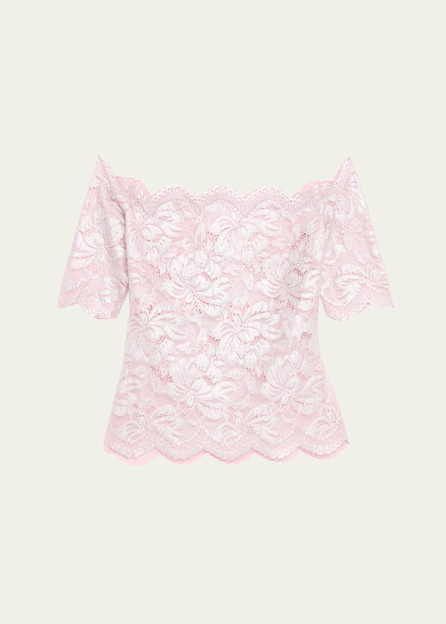 Rabanne Off-The-Shoulder Metallic Lace Top Image 1 of 5