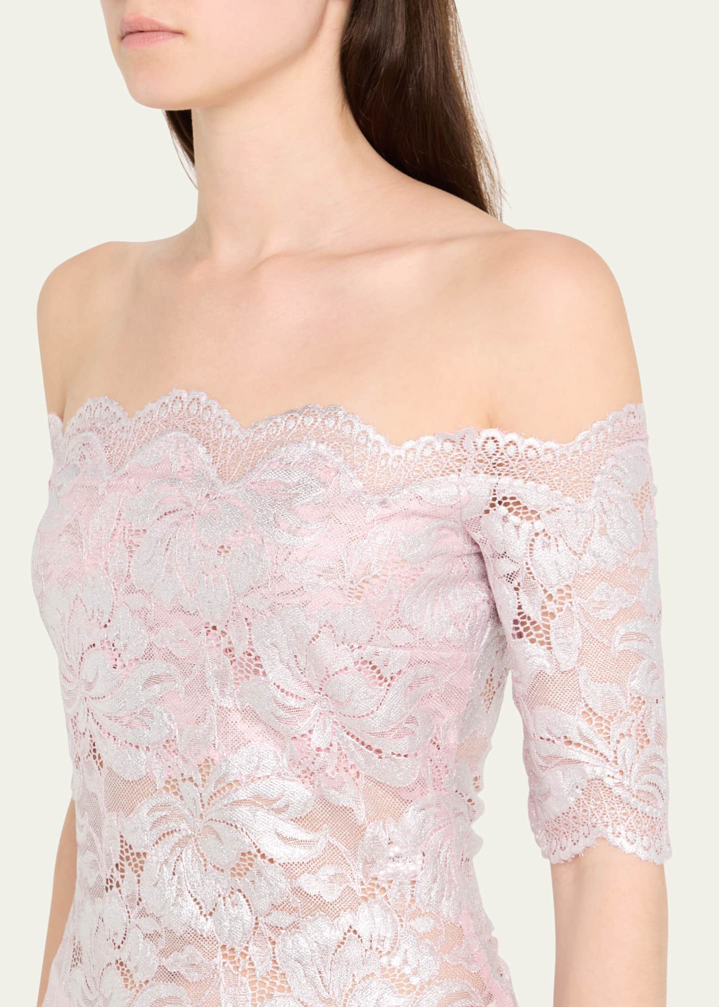 Rabanne Off-The-Shoulder Metallic Lace Top Image 5 of 5