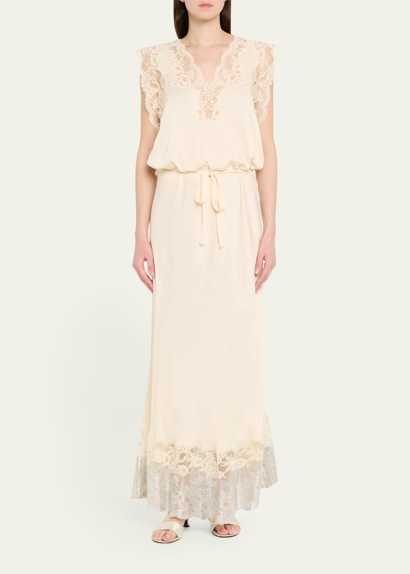 Rabanne Lace Drawstring Metallic Hem Dress Image 2 of 5