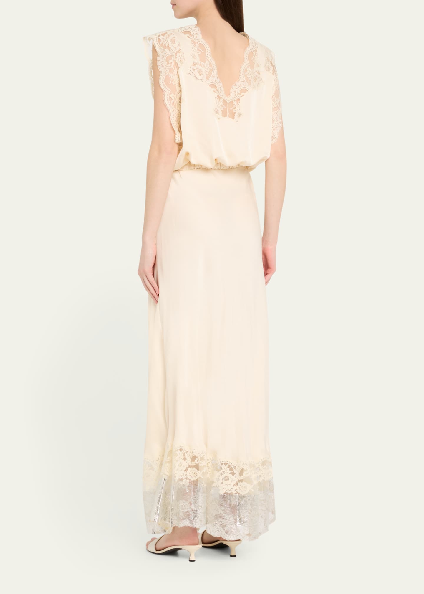 Rabanne Lace Drawstring Metallic Hem Dress Image 3 of 5