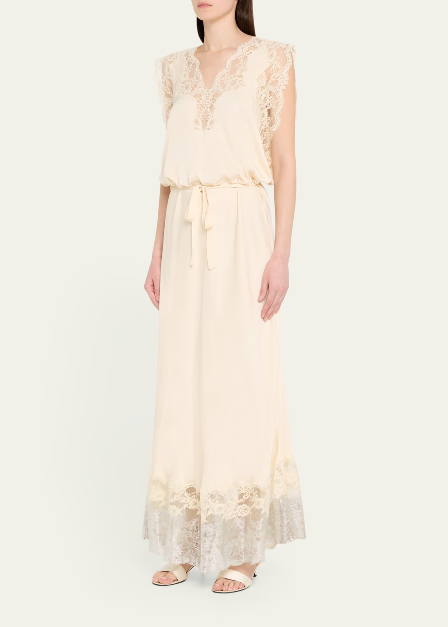 Rabanne Lace Drawstring Metallic Hem Dress Image 4 of 5