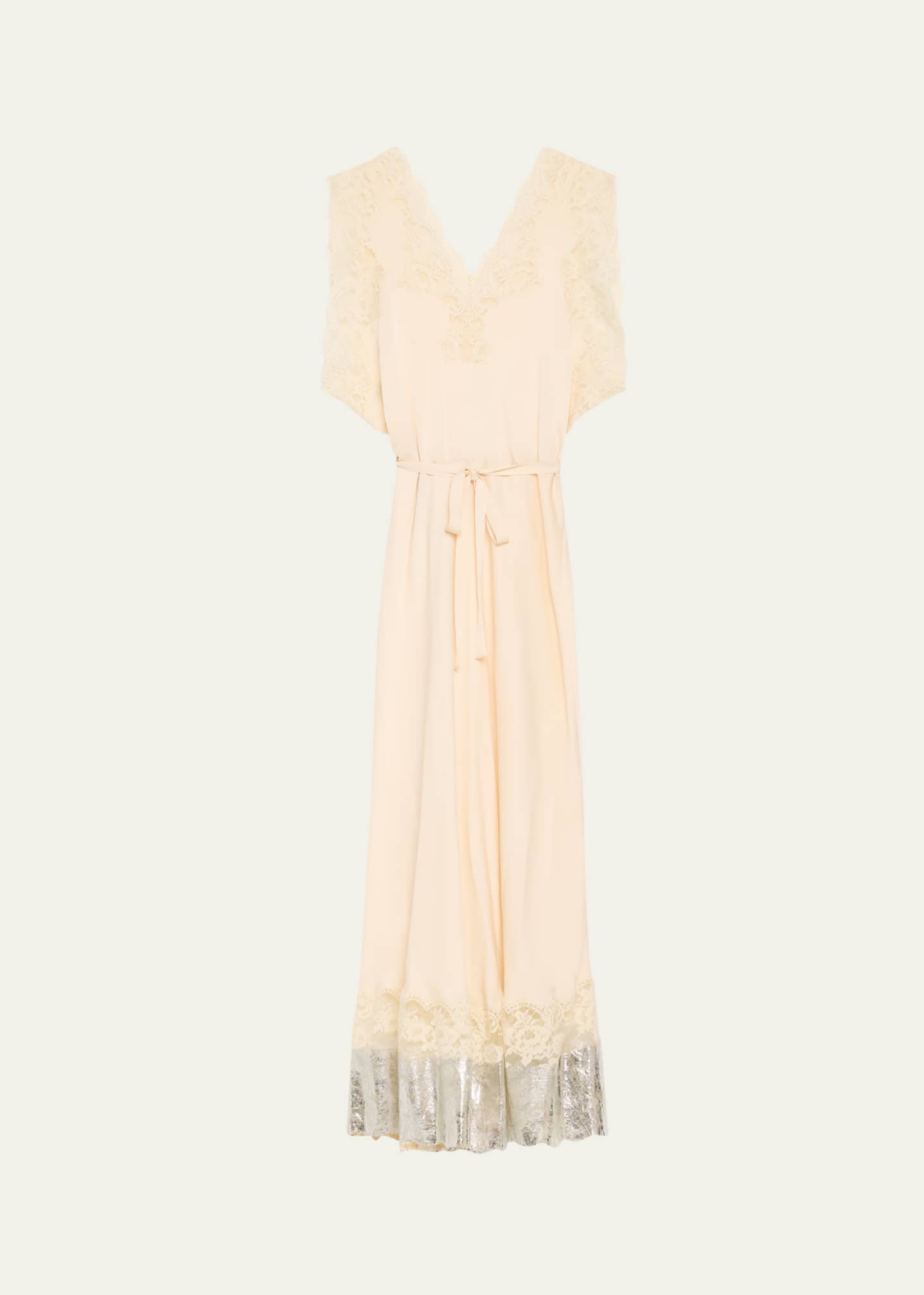 Rabanne Lace Drawstring Metallic Hem Dress Image 1 of 5