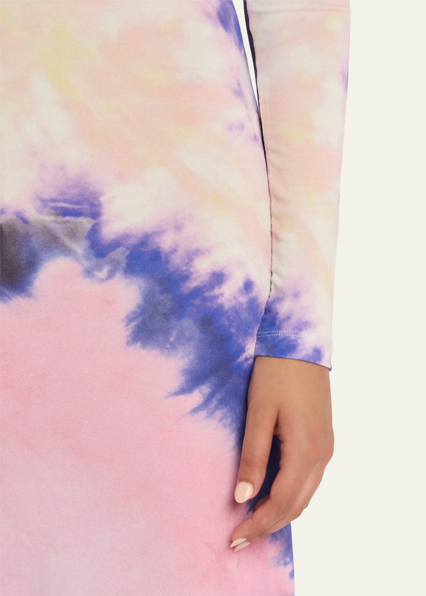 Tie-Dye Jersey Backless Long-Sleeve Maxi Dress - Thumbnail 5