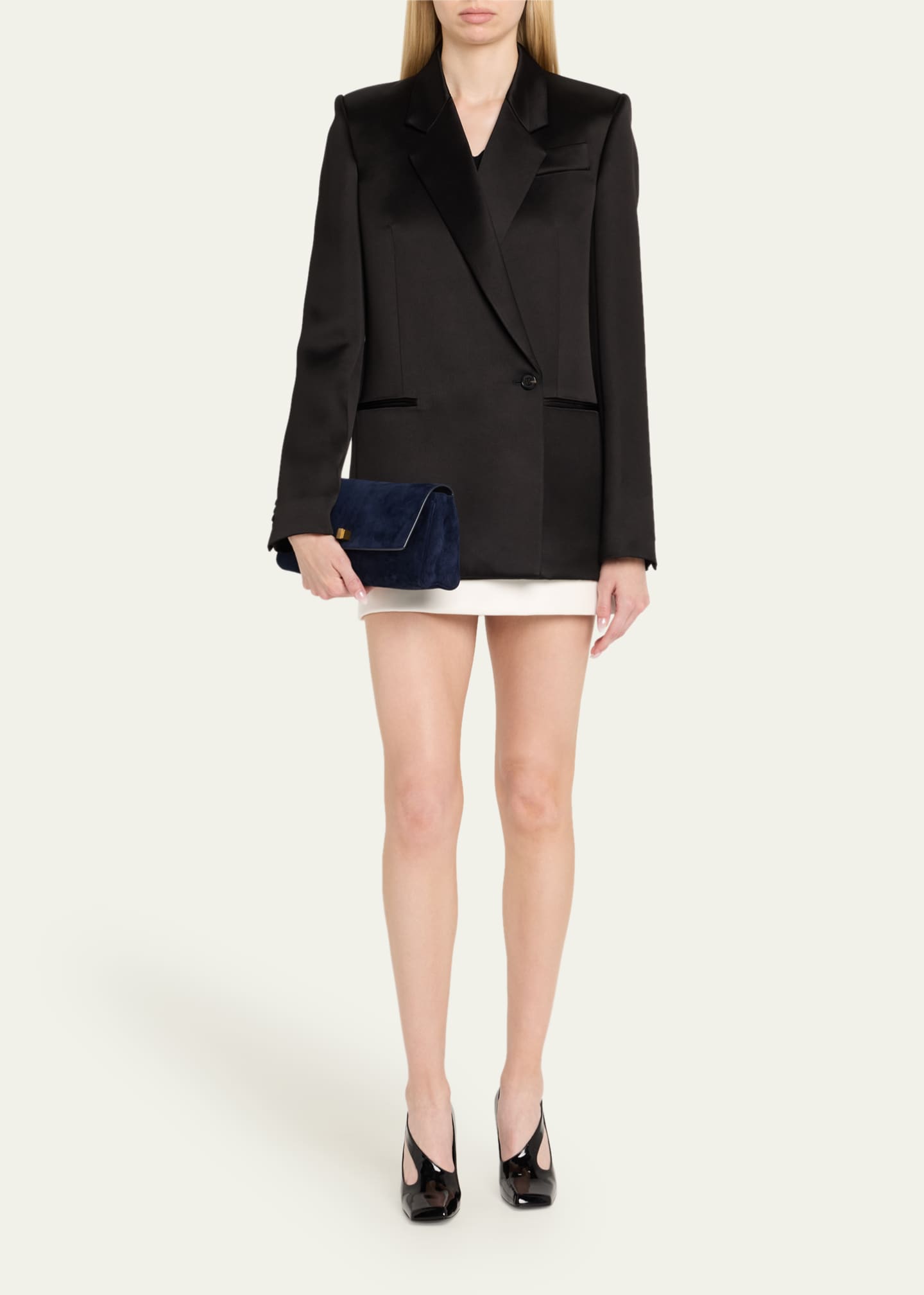 Khaite Audrey Flap Suede Clutch Bag Image 5 of 6