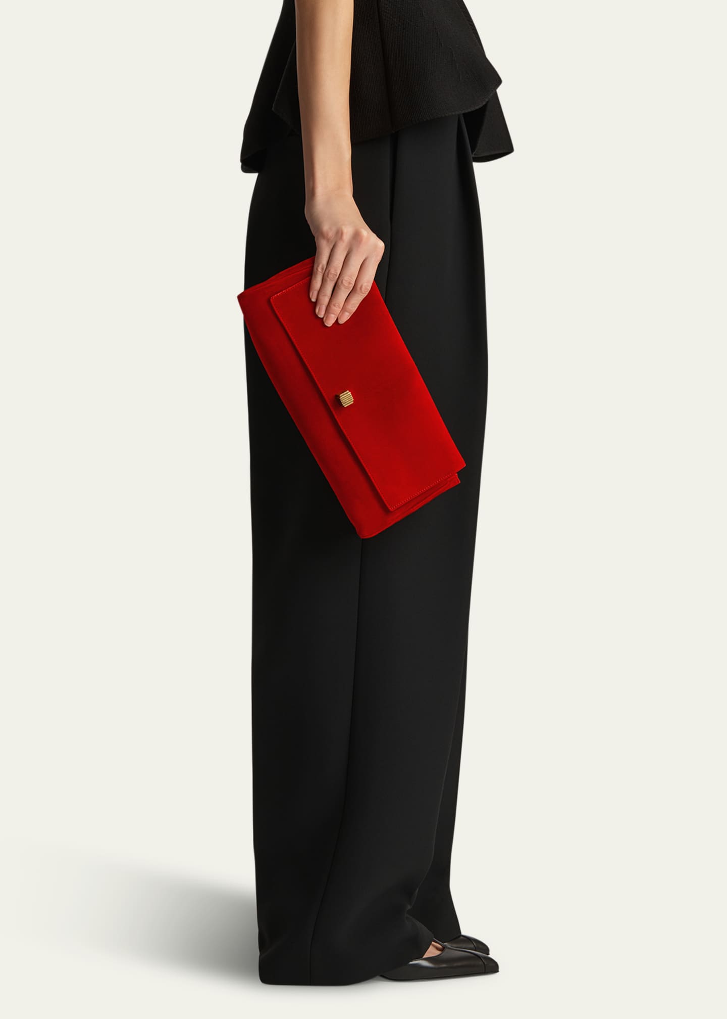 Khaite Audrey Flap Suede Clutch Bag Image 2 of 6