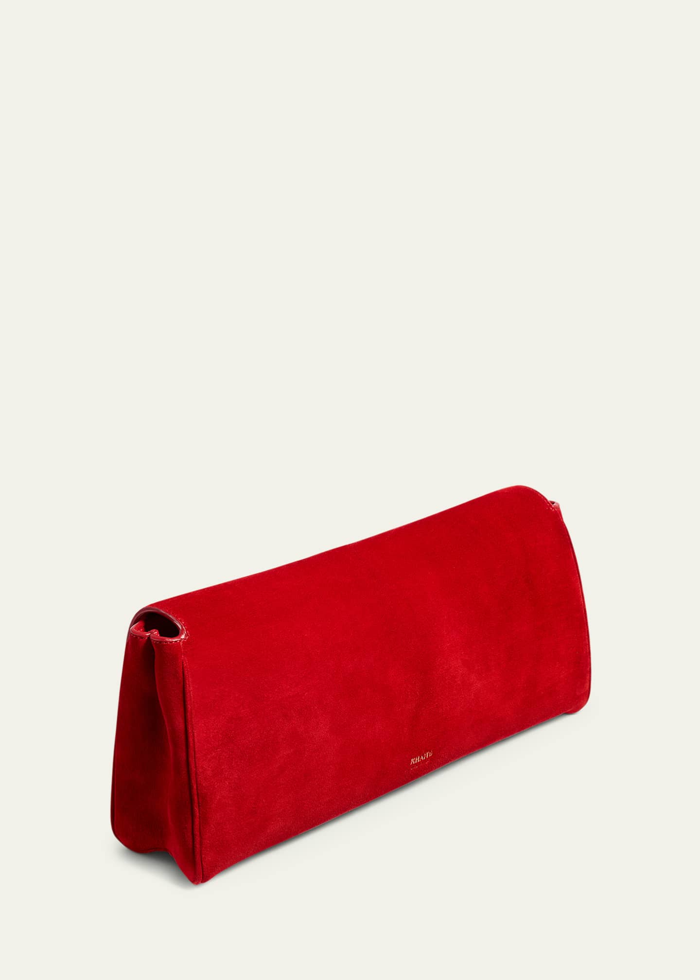 Khaite Audrey Flap Suede Clutch Bag Image 3 of 6