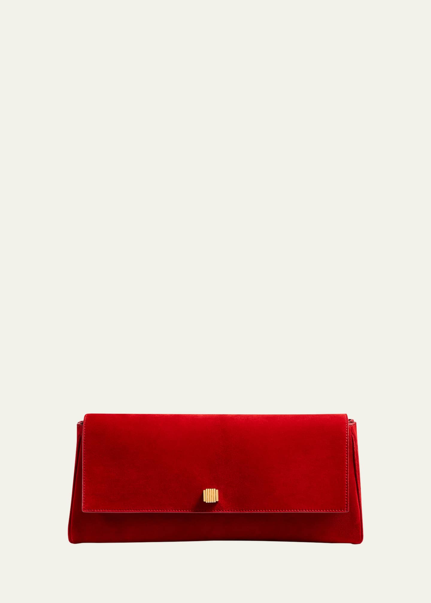 Khaite Audrey Flap Suede Clutch Bag Image 1 of 6