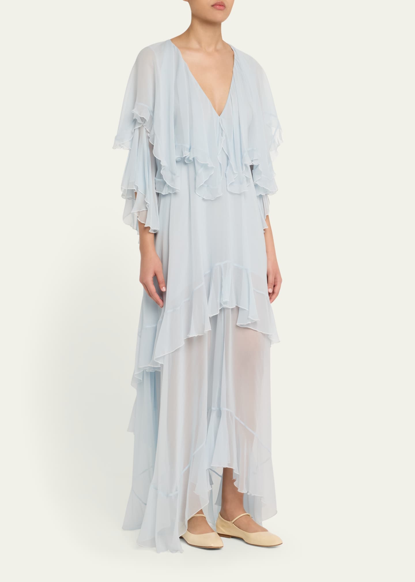 LoveShackFancy Collia Silk Chiffon Maxi Dress Image 4 of 5
