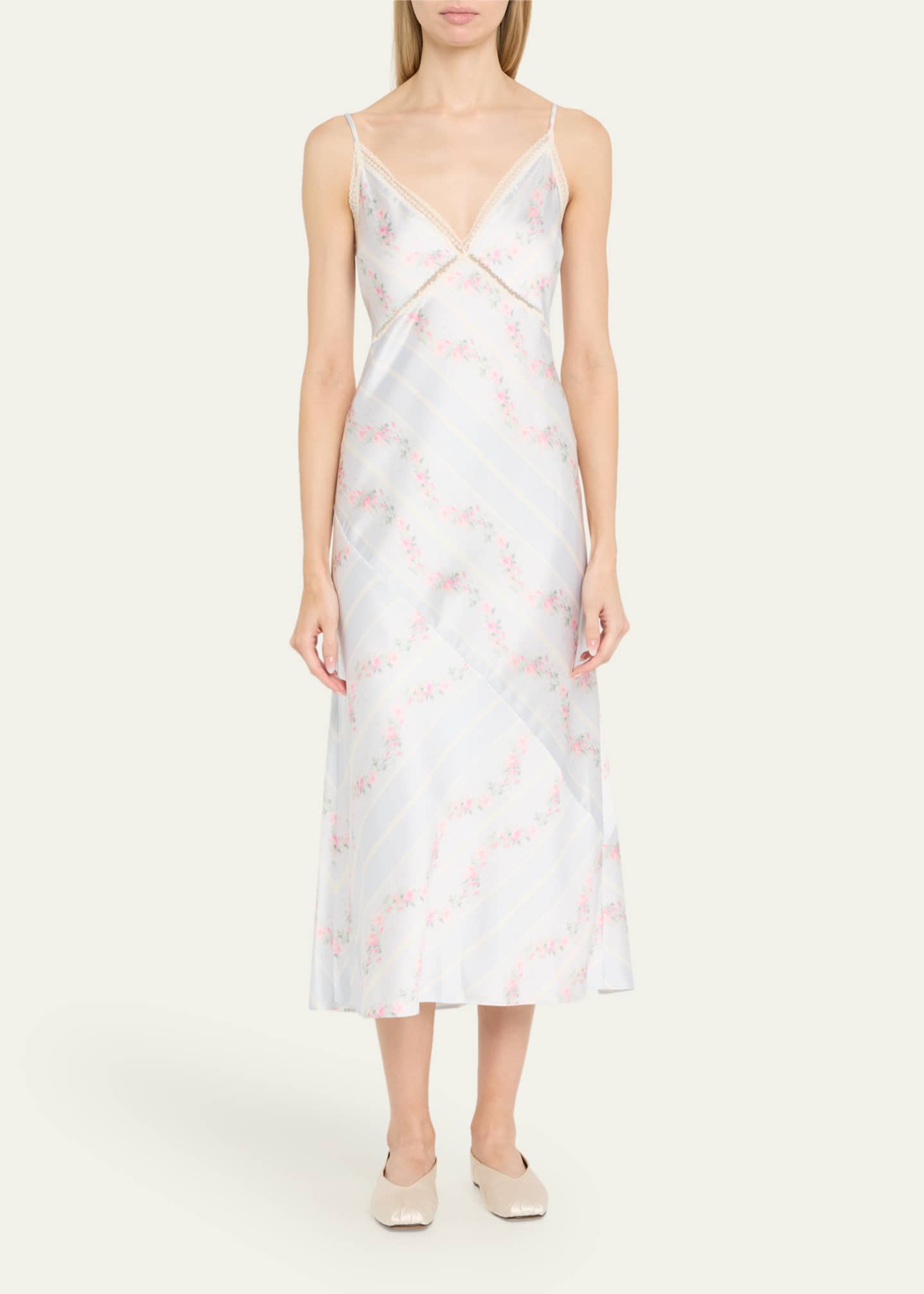 LoveShackFancy Ermon Lace-Trim Midi Slip Dress Image 2 of 5