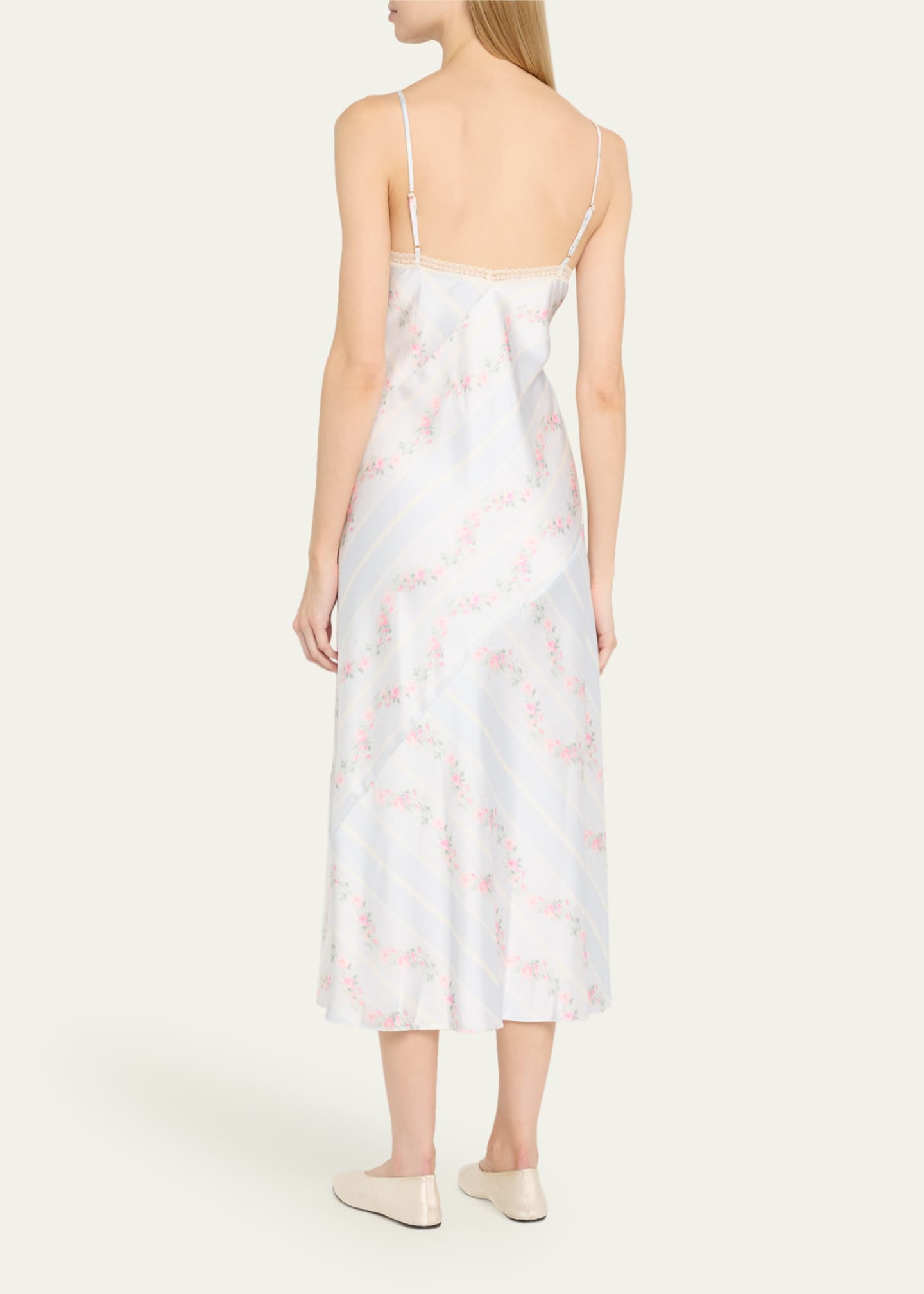 LoveShackFancy Ermon Lace-Trim Midi Slip Dress Image 3 of 5
