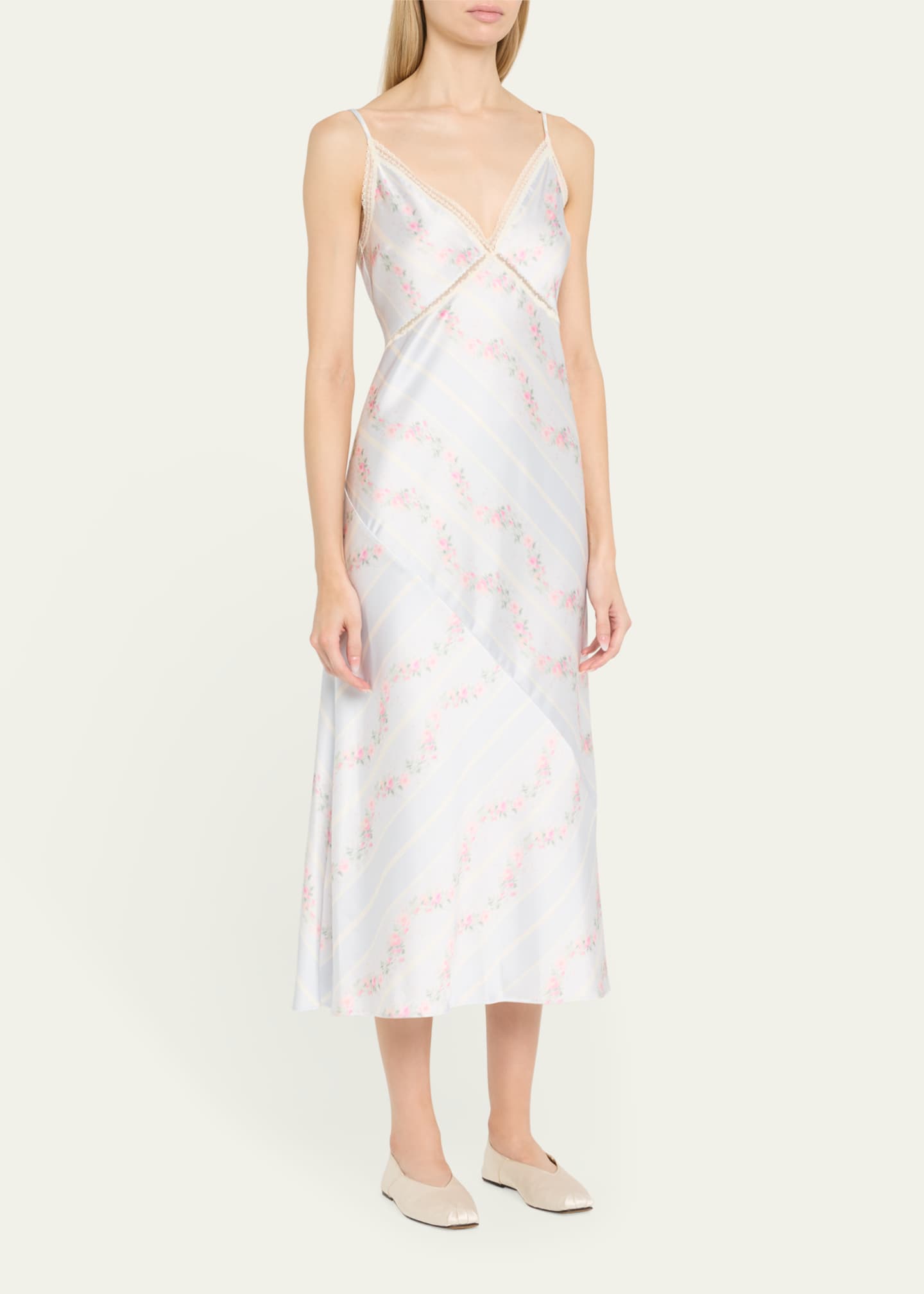 LoveShackFancy Ermon Lace-Trim Midi Slip Dress Image 4 of 5