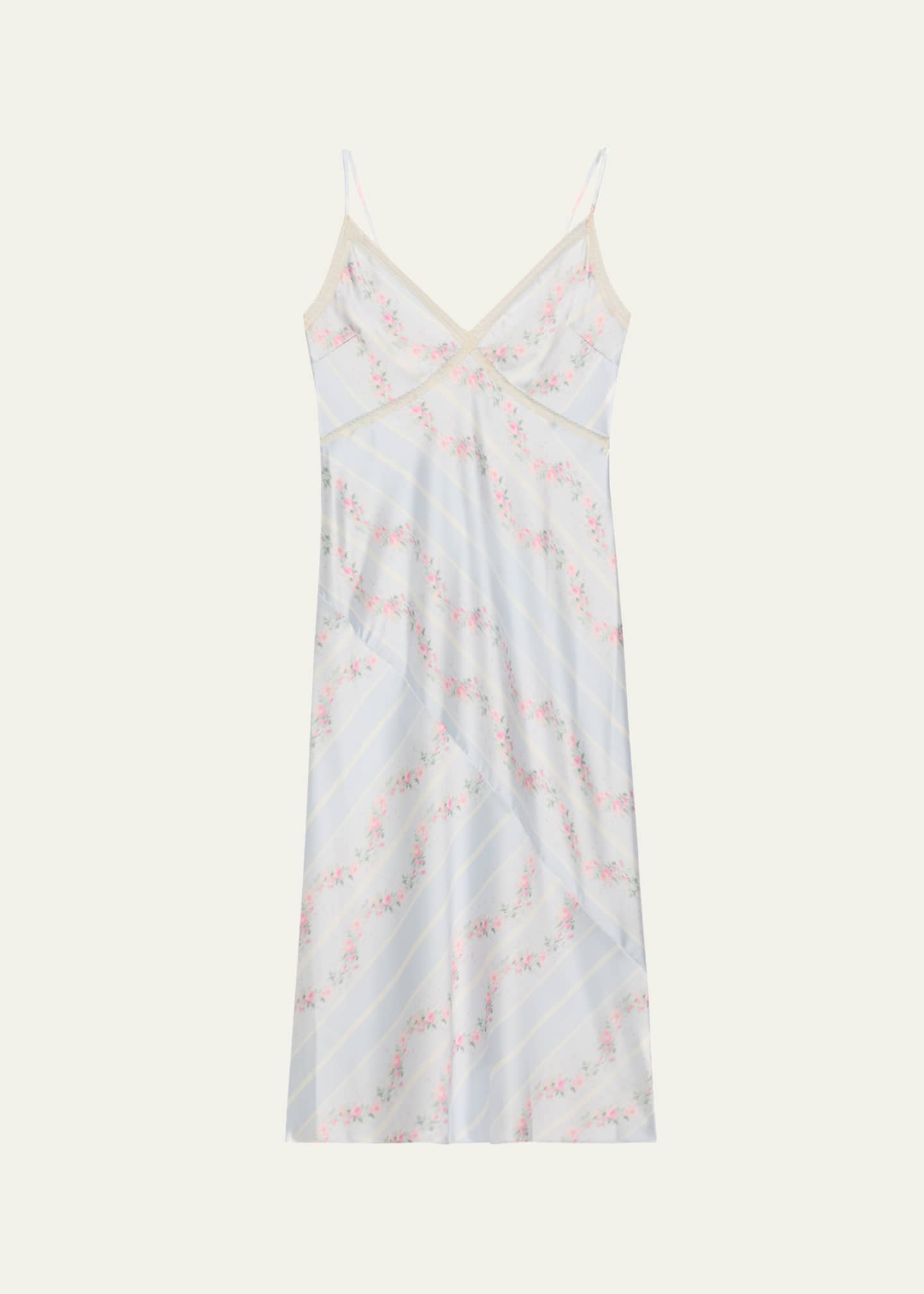 LoveShackFancy Ermon Lace-Trim Midi Slip Dress Image 1 of 5