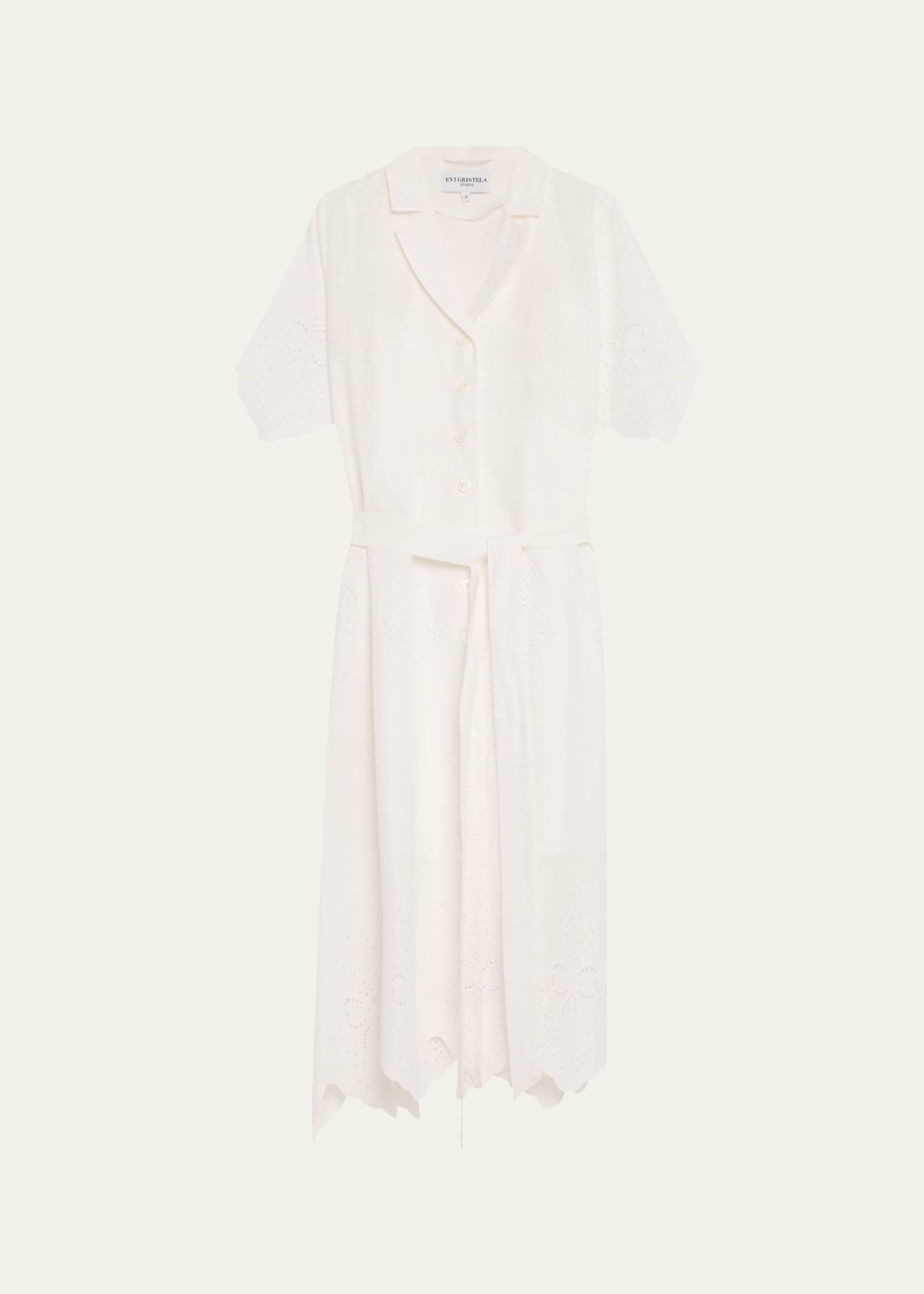 Evi Grintela Milly Scalloped Eyelet-Embroidered Midi Dress Image 1 of 5