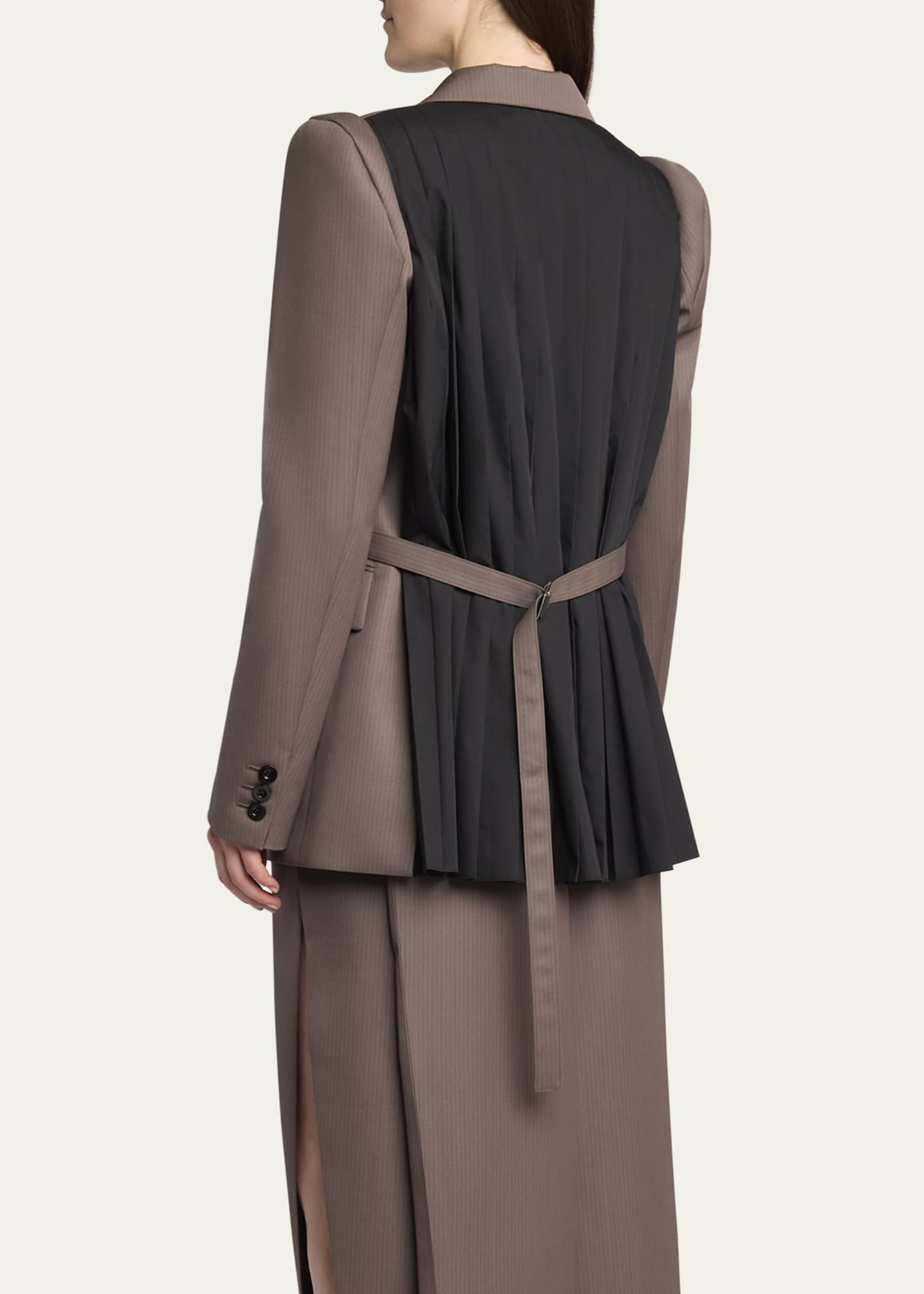 SACAI Hybrid Double-Breasted Pleated Back Blazer Image 3 of 5