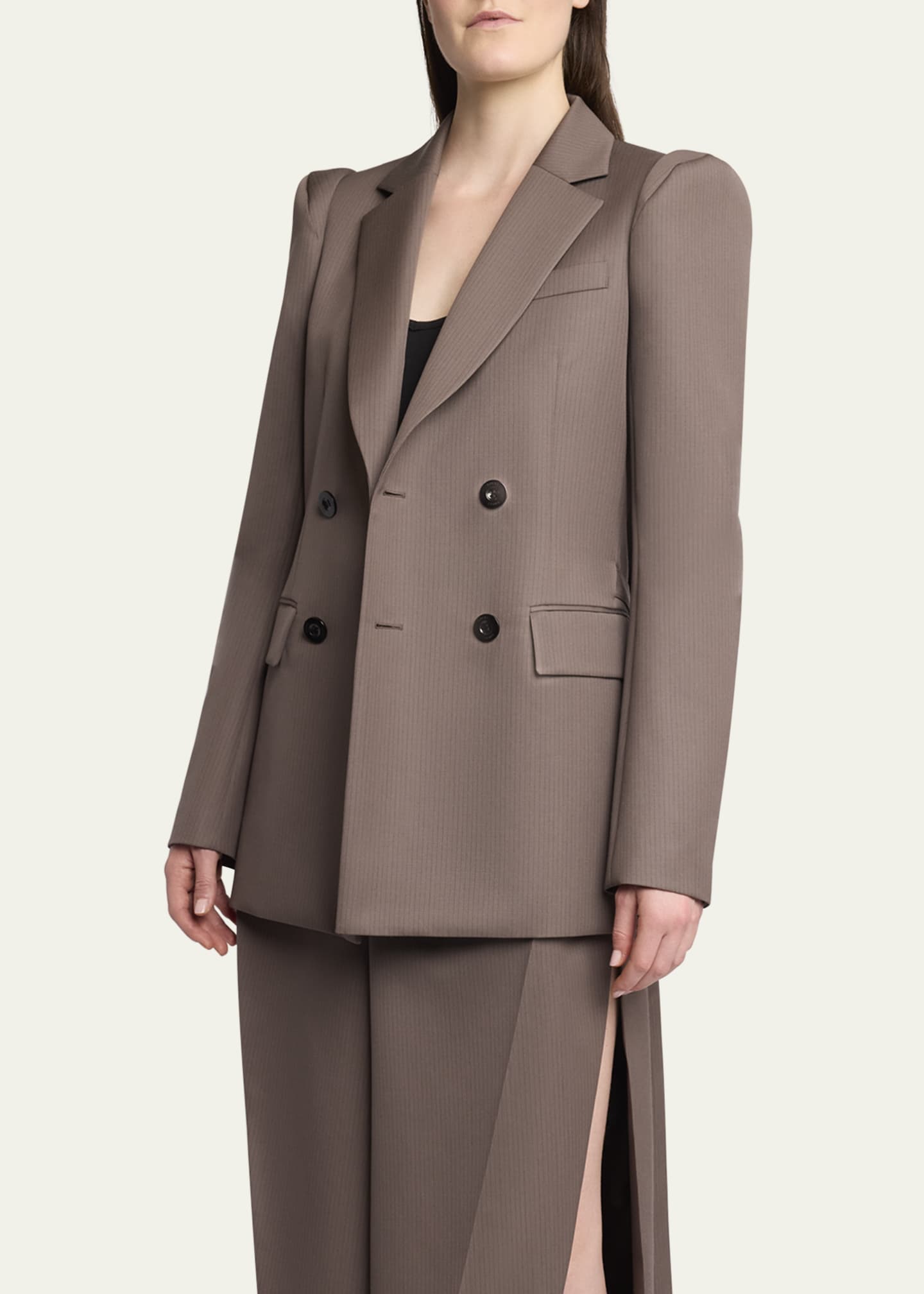 SACAI Hybrid Double-Breasted Pleated Back Blazer Image 4 of 5