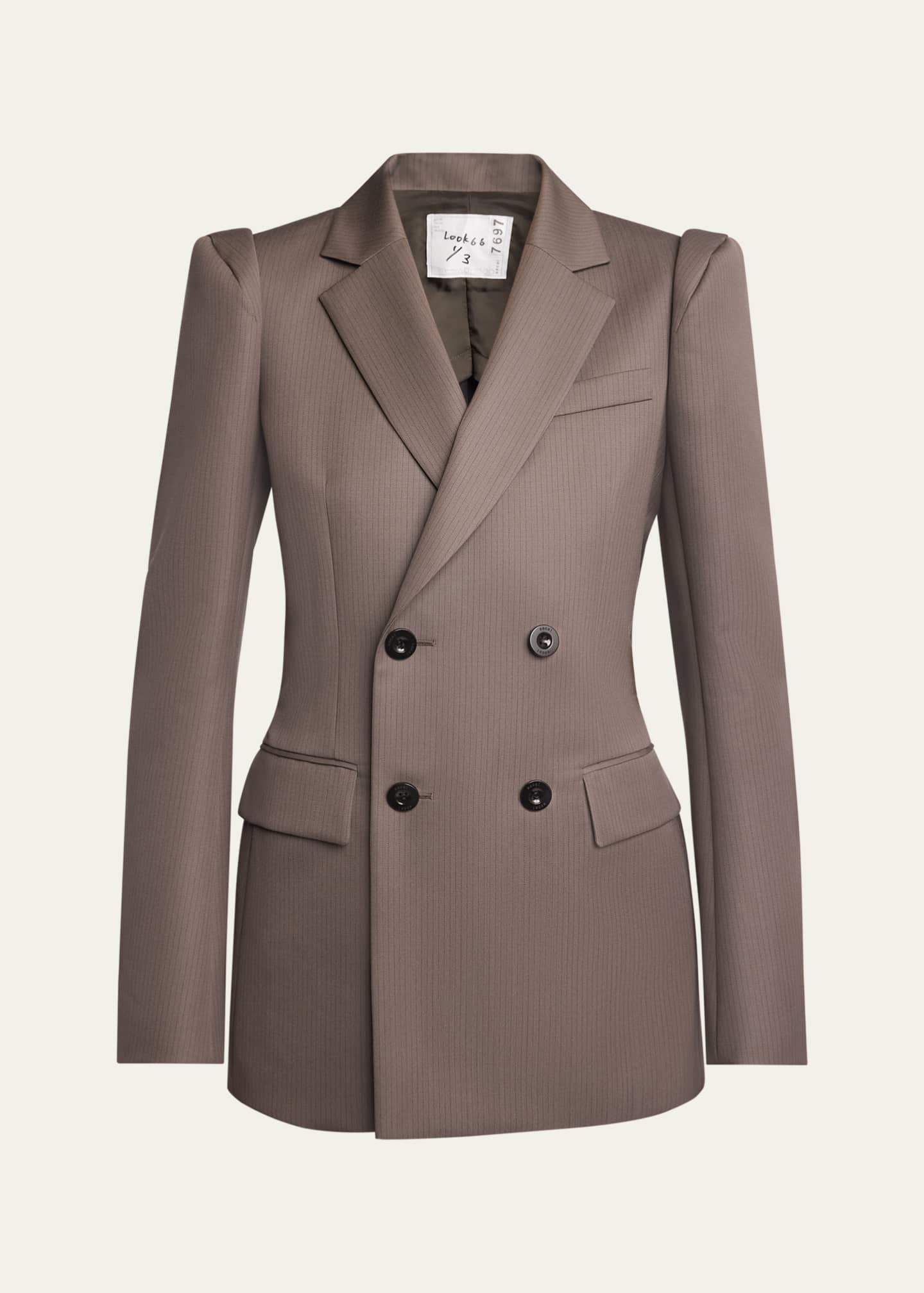 SACAI Hybrid Double-Breasted Pleated Back Blazer Image 1 of 5