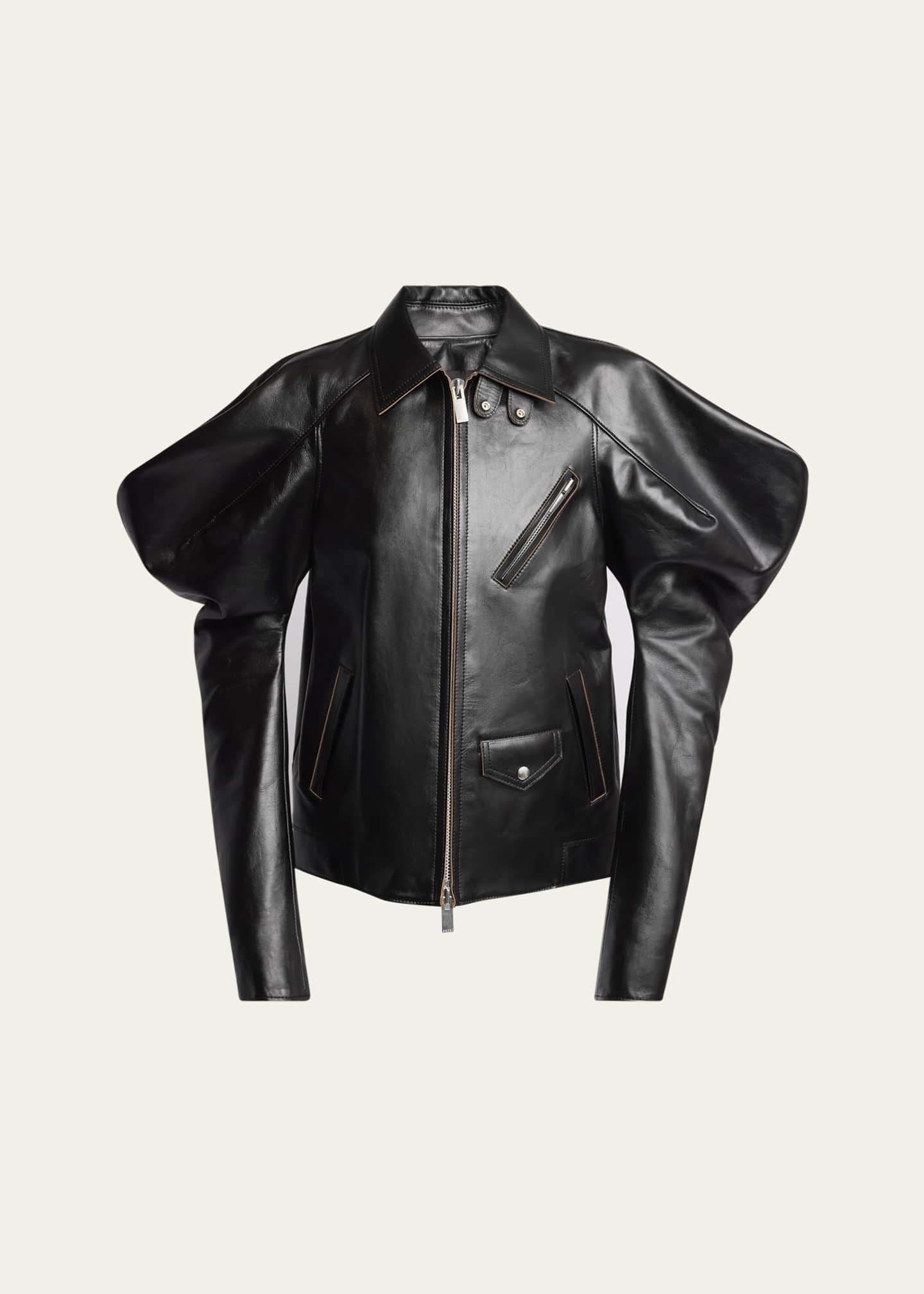 SACAI Wide Sleeve Leather Jacket Image 1 of 5