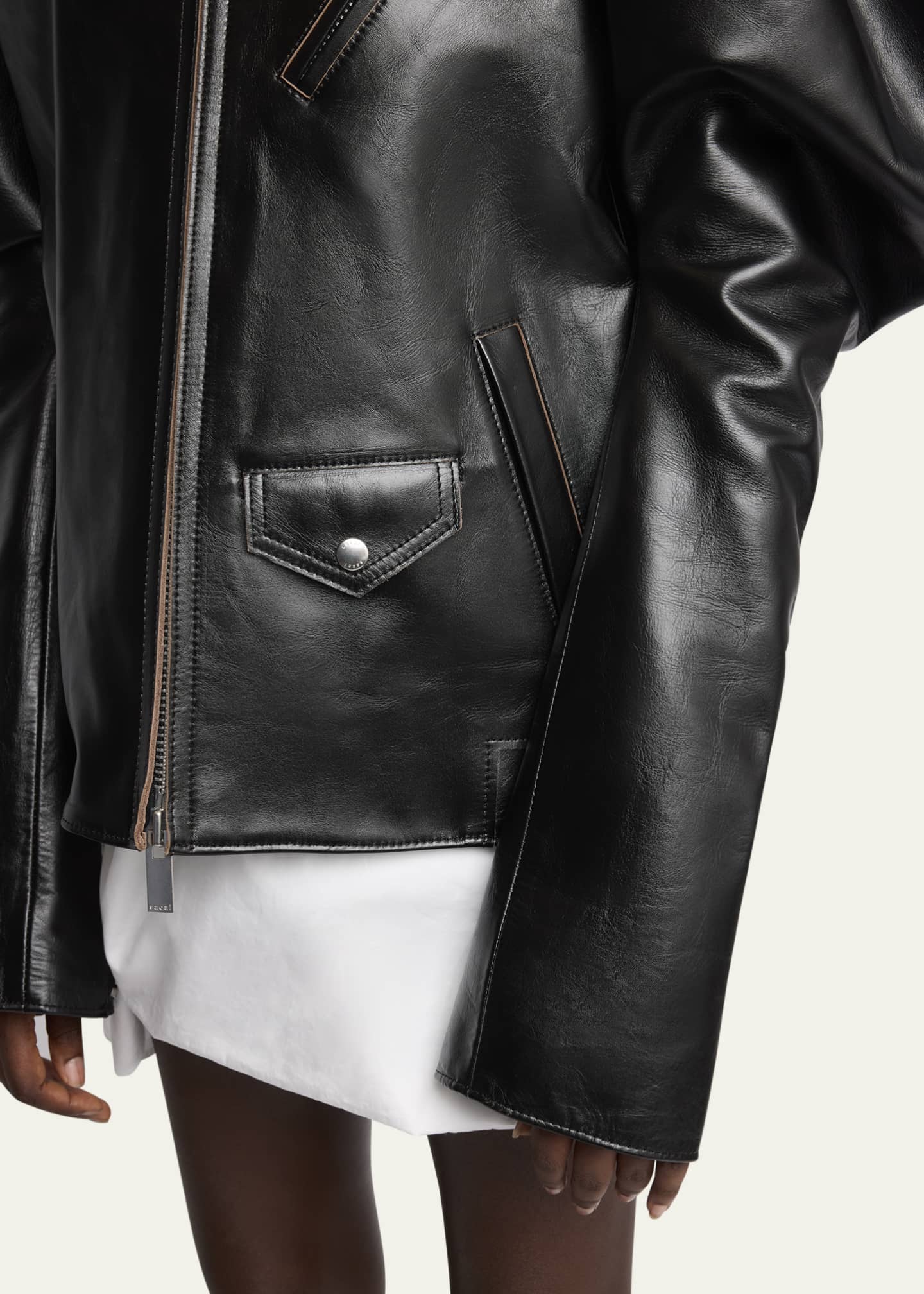 SACAI Wide Sleeve Leather Jacket Image 5 of 5