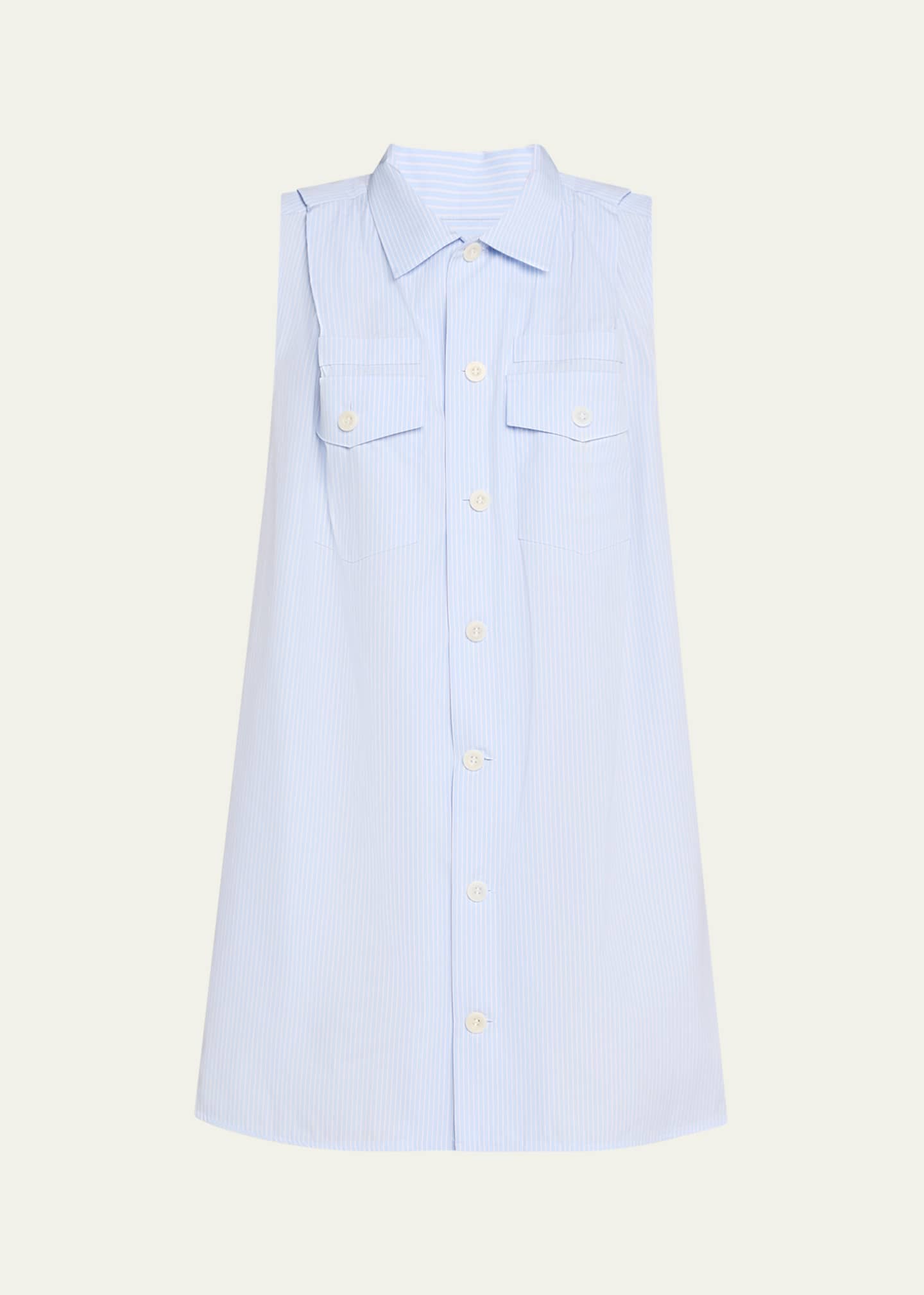 SACAI Stripe Button Down Flowy Mini Dress Image 1 of 5