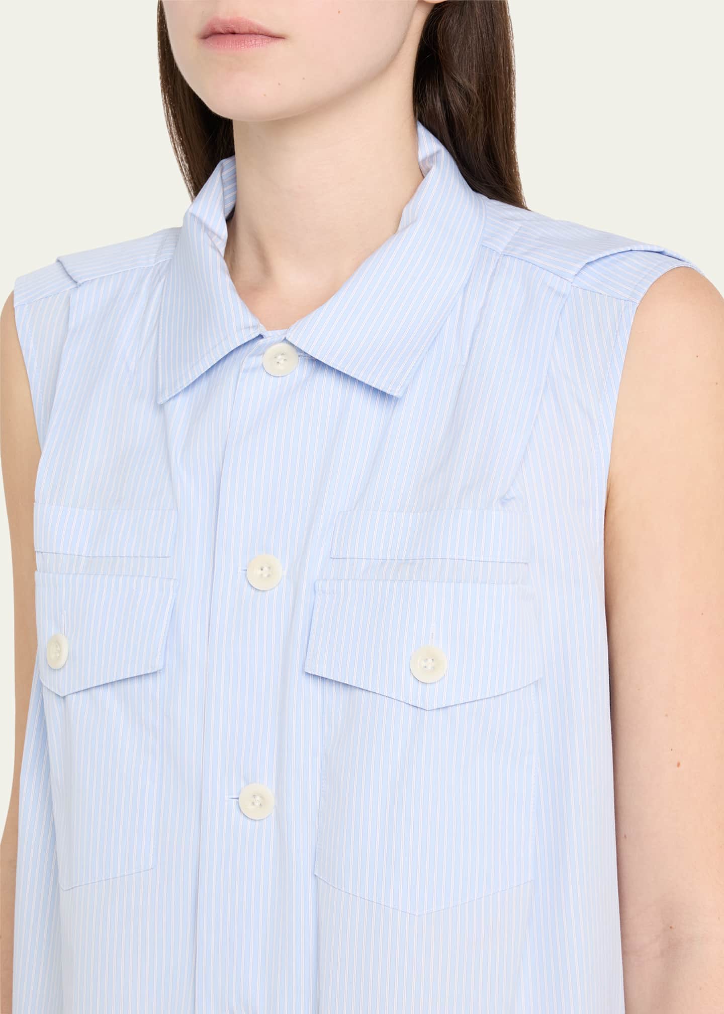 SACAI Stripe Button Down Flowy Mini Dress Image 5 of 5