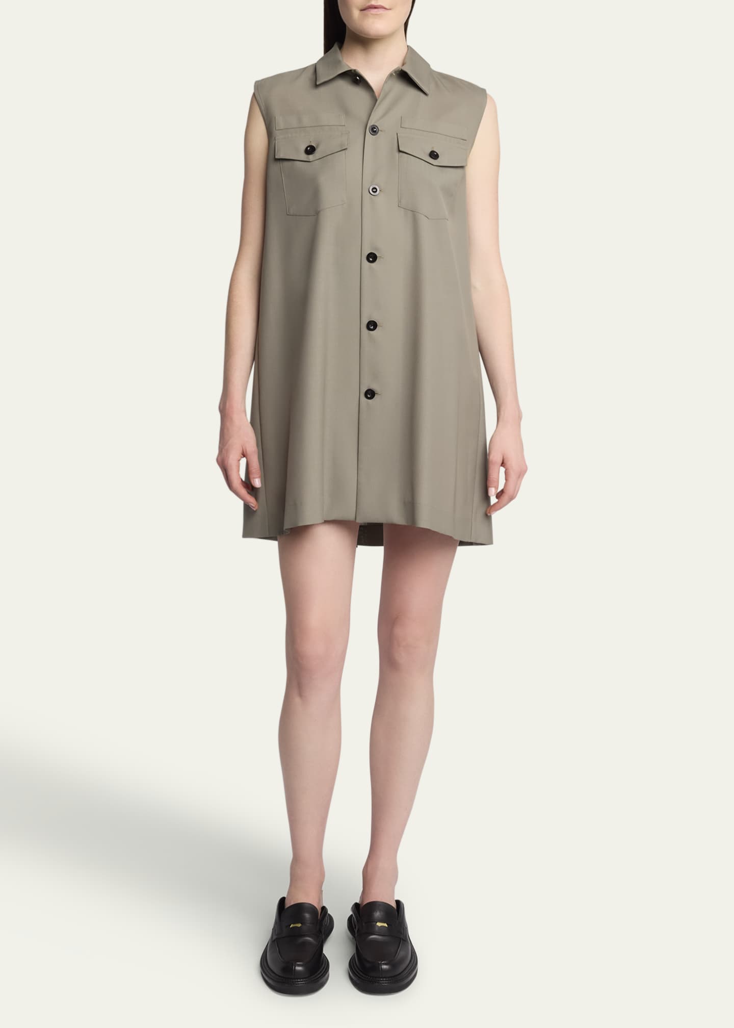Sleeveless Button Down Shirt Mini Dress - Thumbnail 2