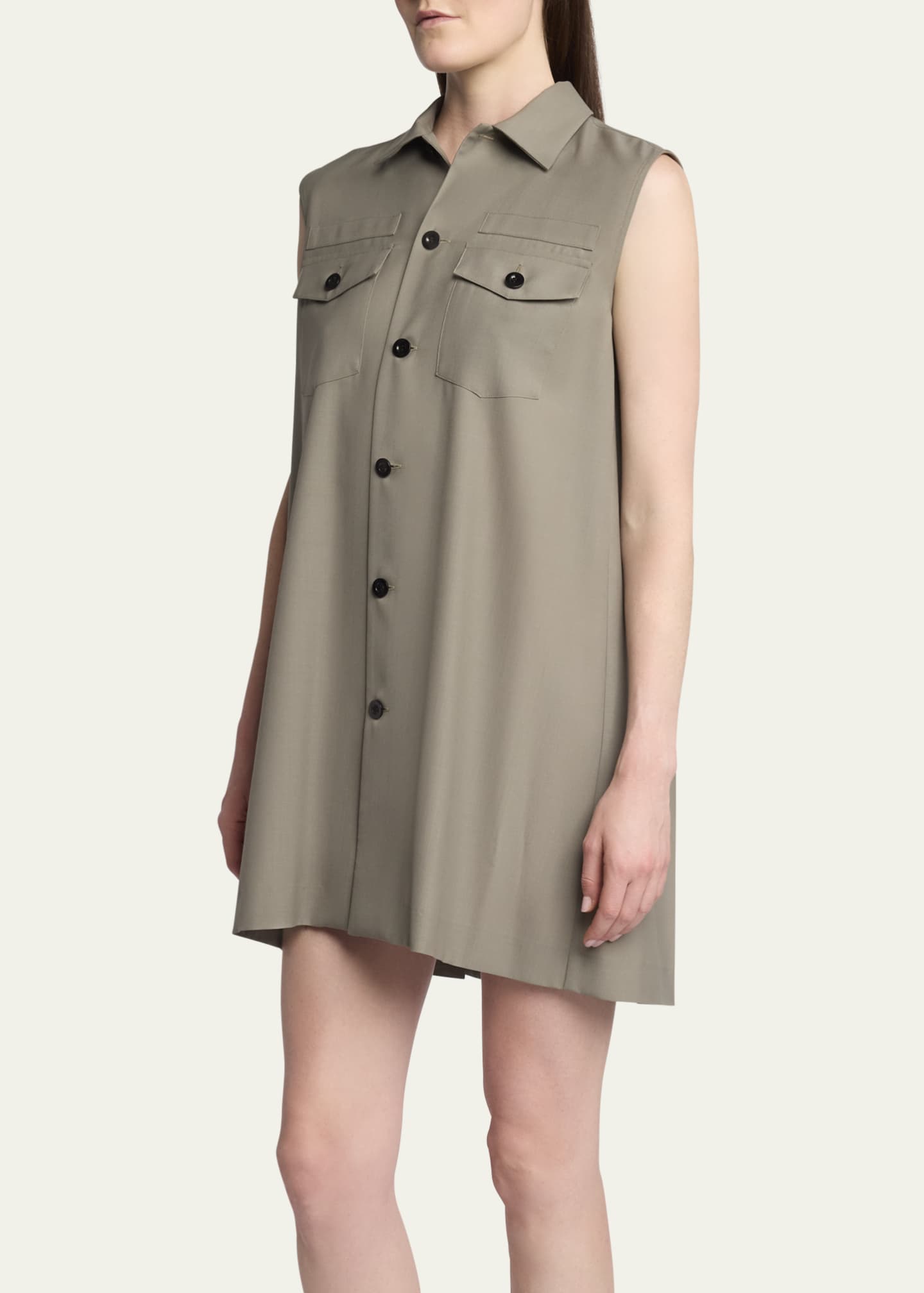 Sleeveless Button Down Shirt Mini Dress - Thumbnail 4