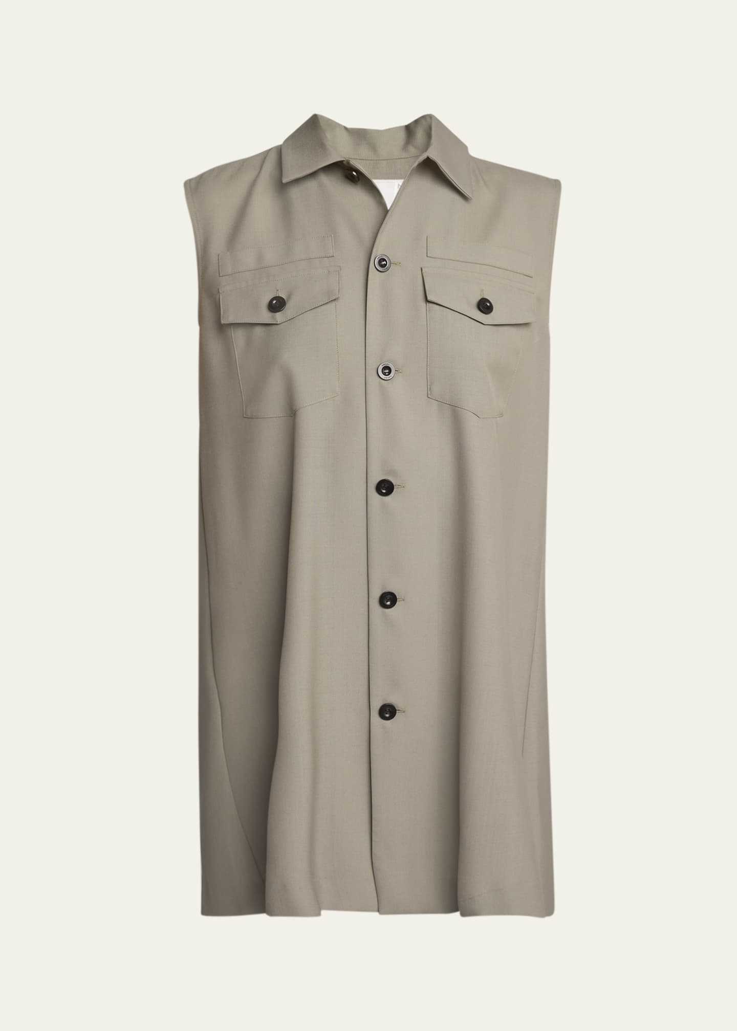 Sleeveless Button Down Shirt Mini Dress