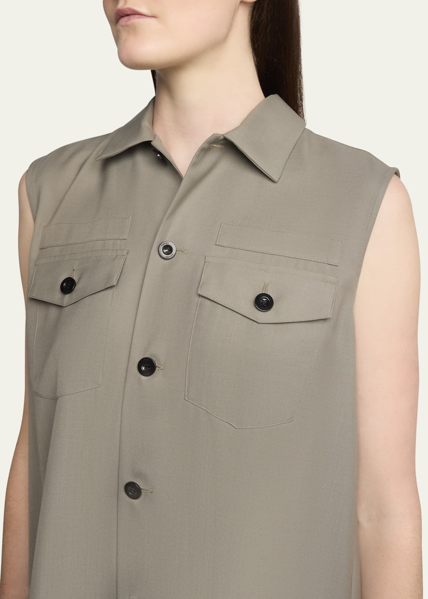 Sleeveless Button Down Shirt Mini Dress - Thumbnail 5