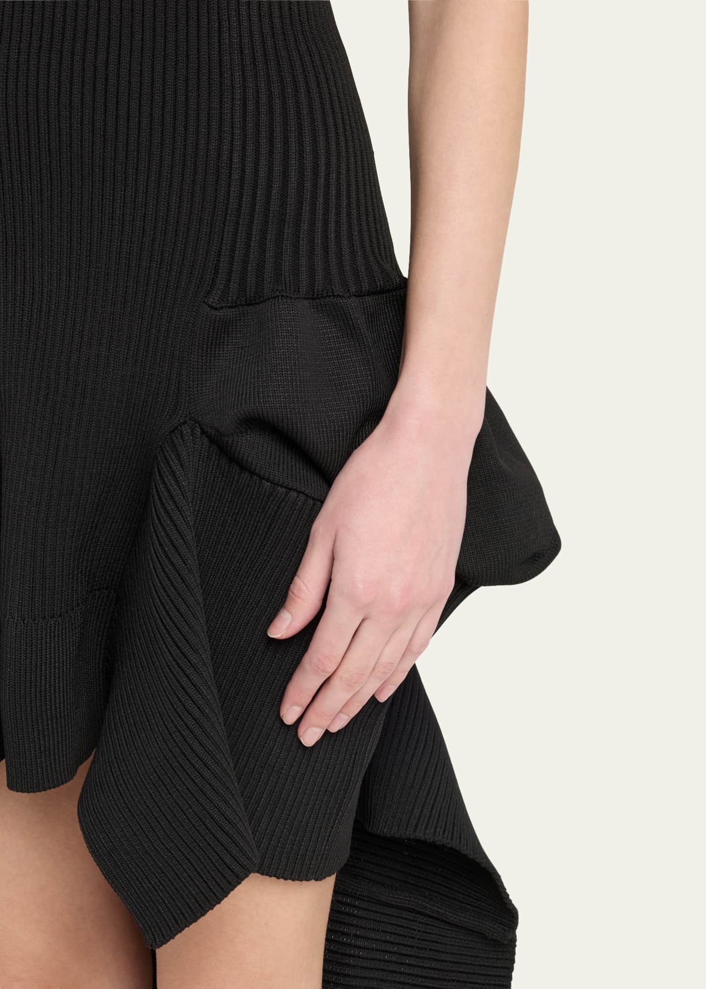 SACAI Ribbed Knit High-Low Dress with Train Image 5 of 5