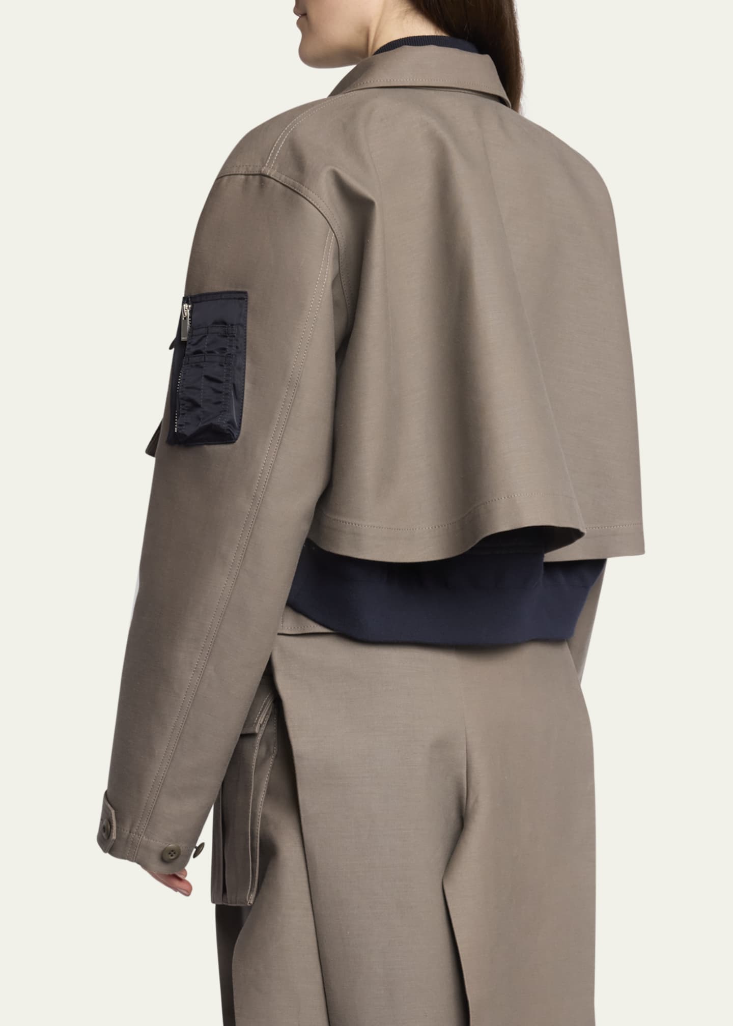 SACAI Hybrid Cargo Nylon Cropped Jacket Image 3 of 5