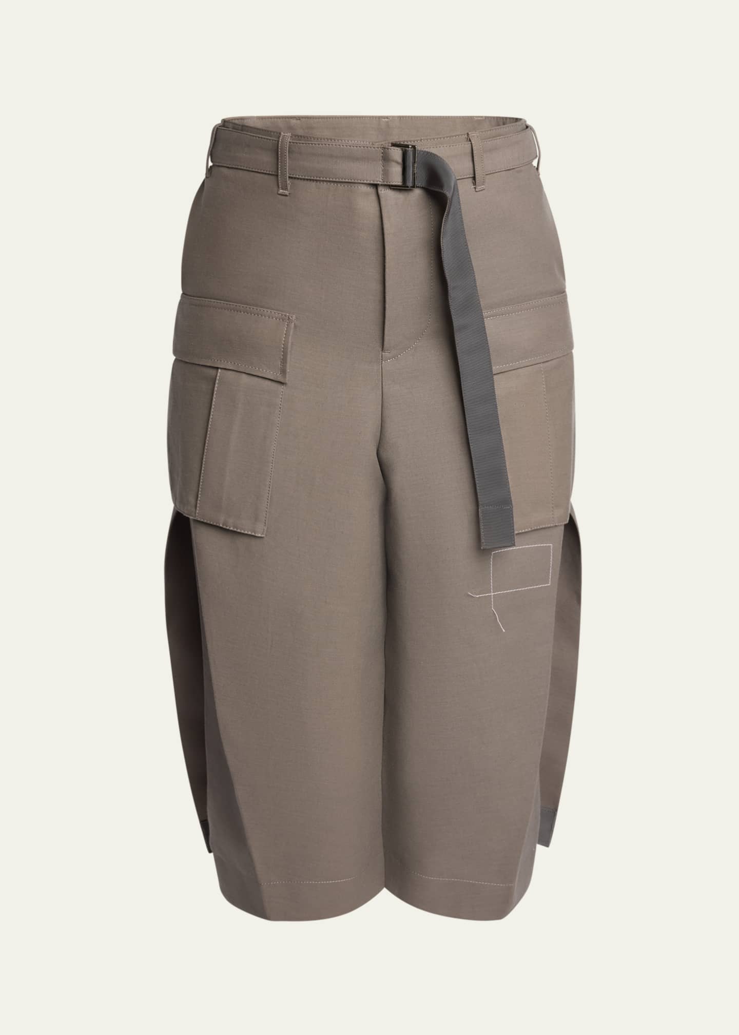 Pleated Cargo Belted Midi Skirt