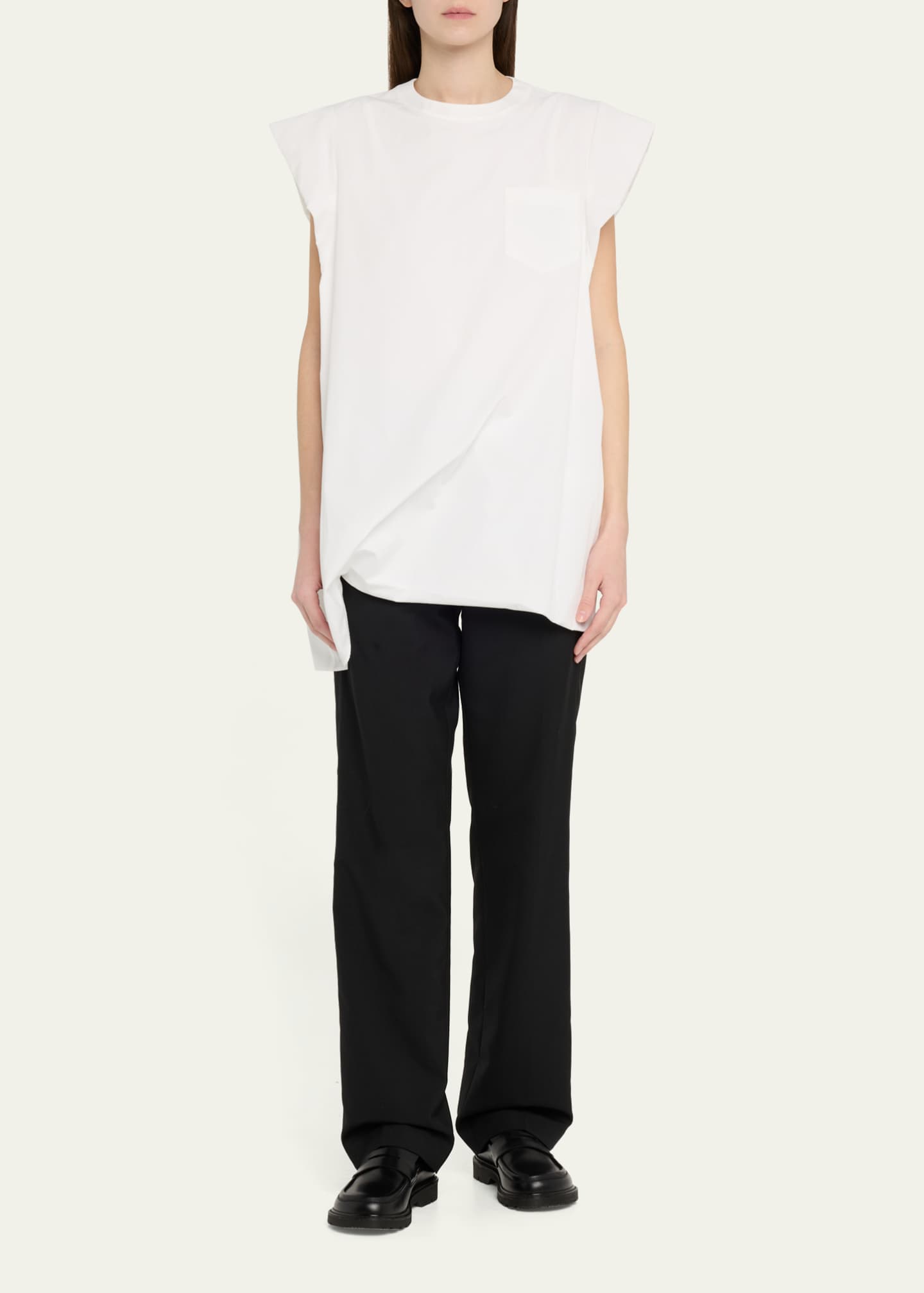 Asymmetric Cap Sleeve T-Shirt - Thumbnail 2