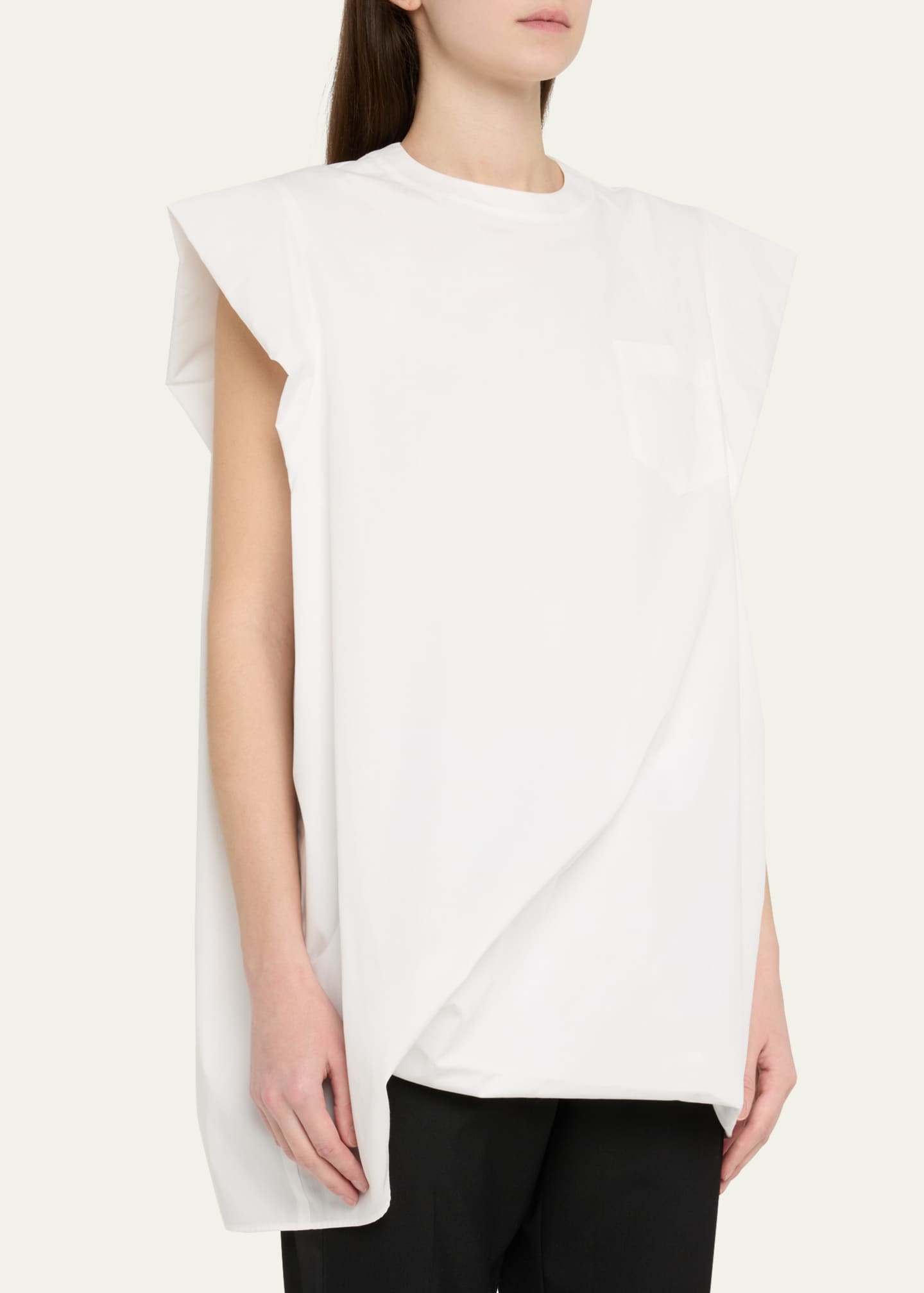 Asymmetric Cap Sleeve T-Shirt - Thumbnail 4