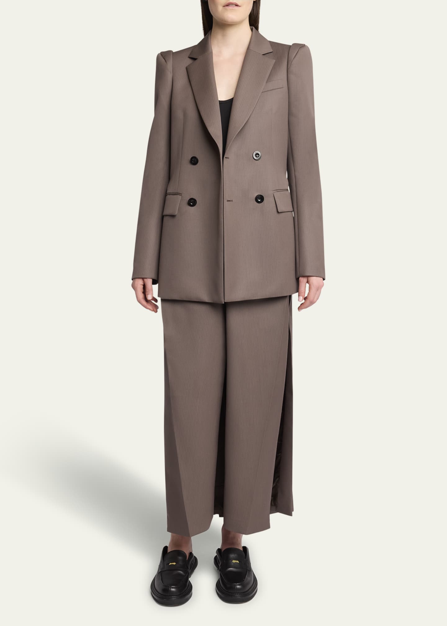 SACAI Belted Suiting Pleated Wool Skirt Image 2 of 5