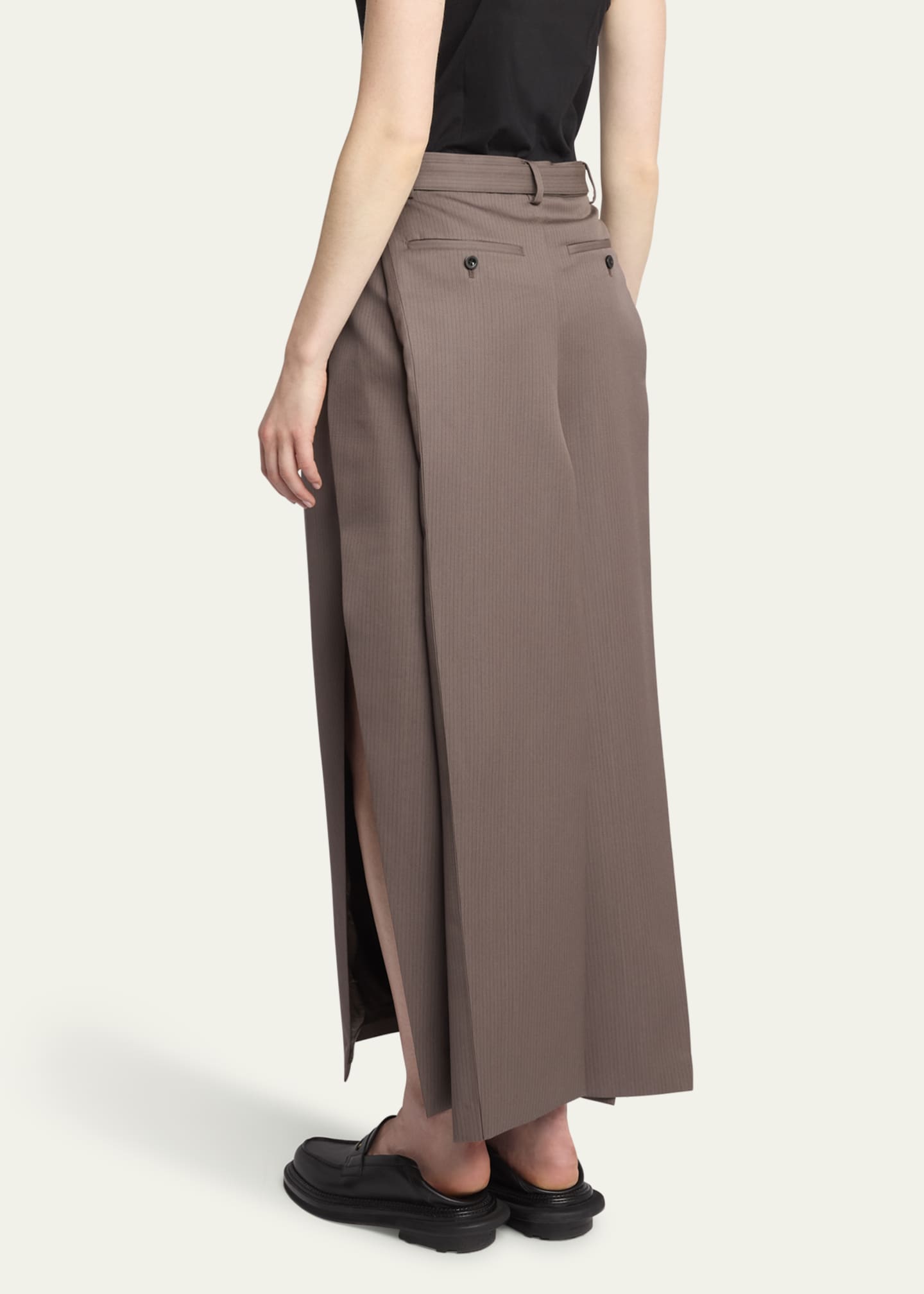 SACAI Belted Suiting Pleated Wool Skirt Image 3 of 5