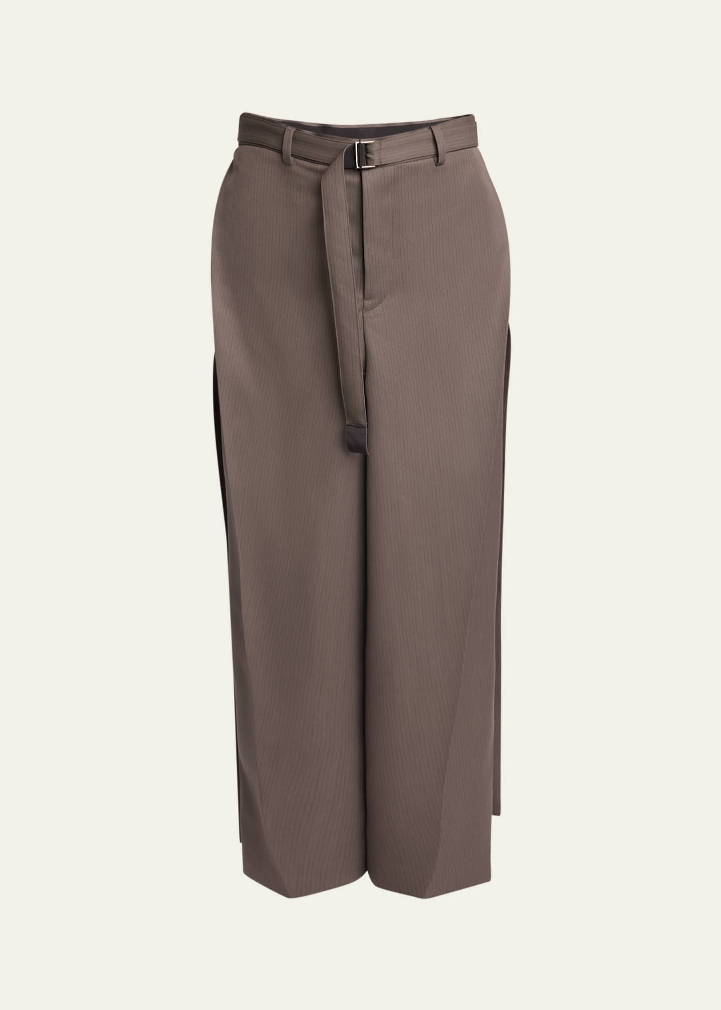 SACAI Belted Suiting Pleated Wool Skirt Image 1 of 5