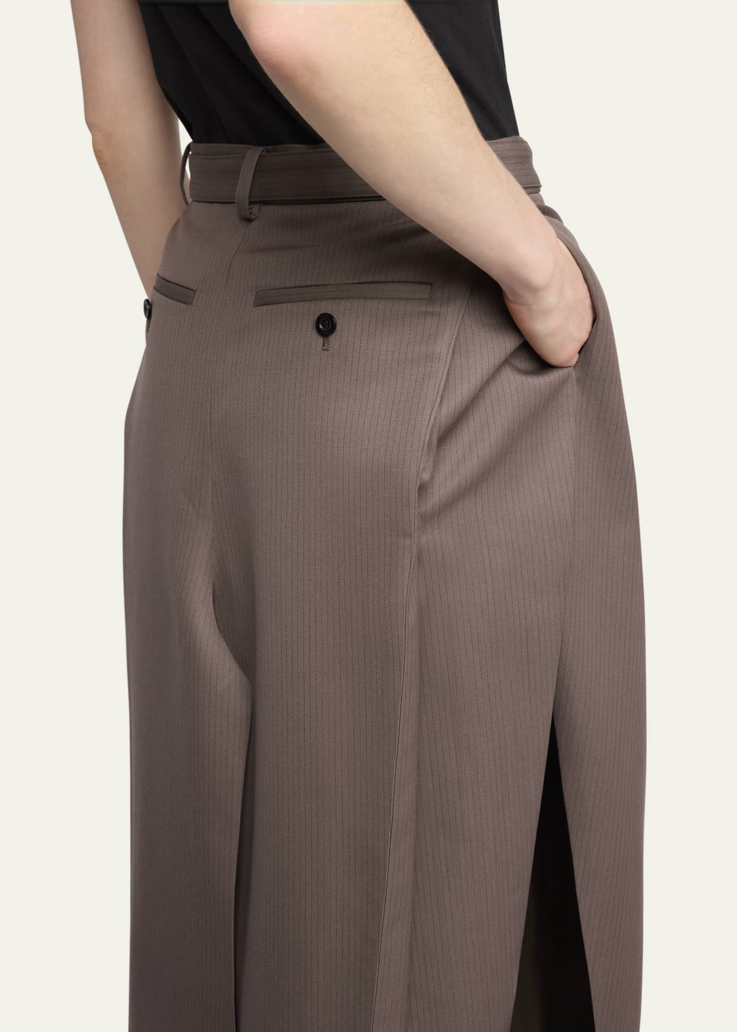 SACAI Belted Suiting Pleated Wool Skirt Image 5 of 5