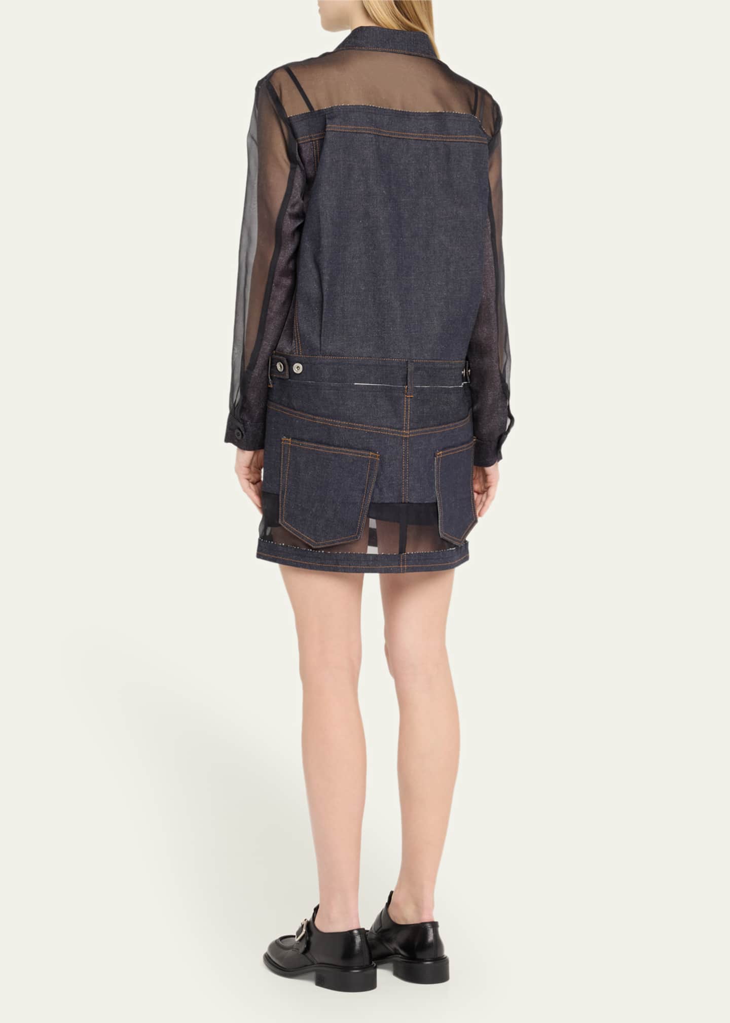 sacai 国内買付 Denim Dress SACAI Sheer Denim Mini Dress - Bergdorf Goodman